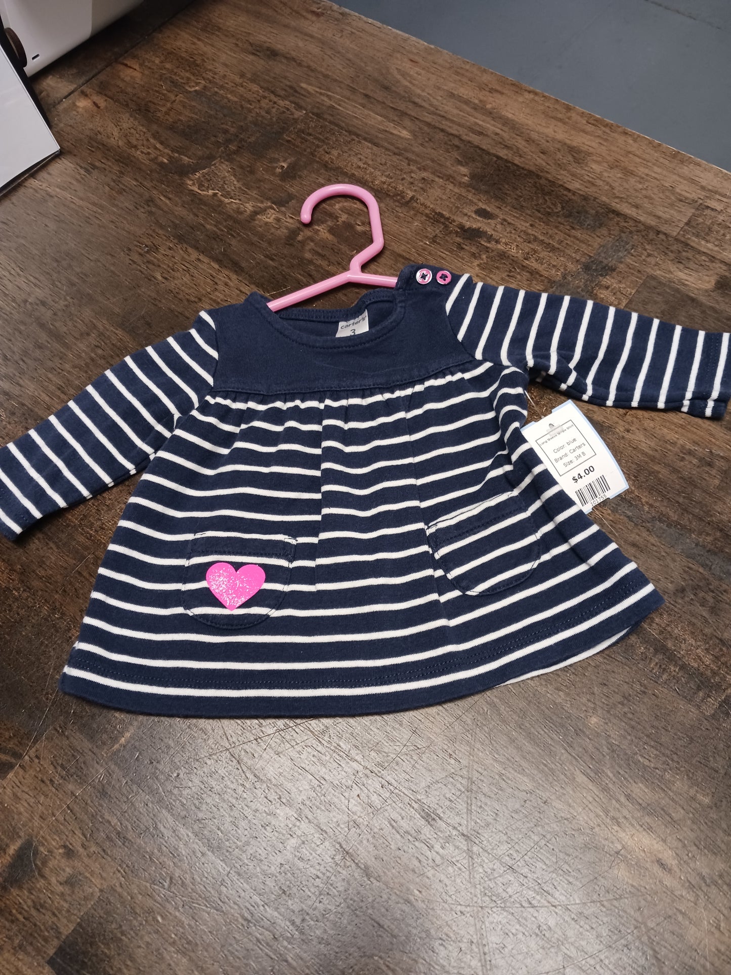 blue Carters Long Sleeve Stripe Shirt, 3M B