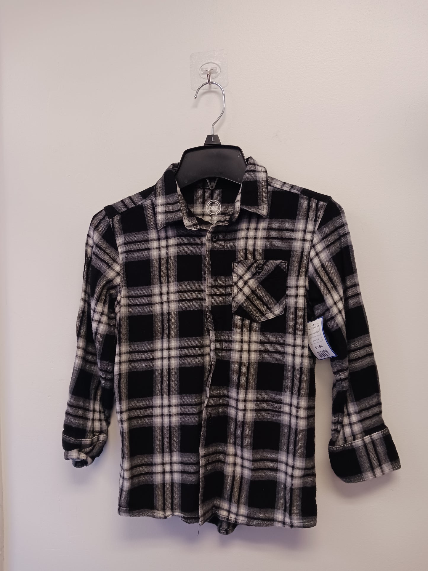 Black Plaid Wonder Nation Flannel Shirt 6/7, 6 B