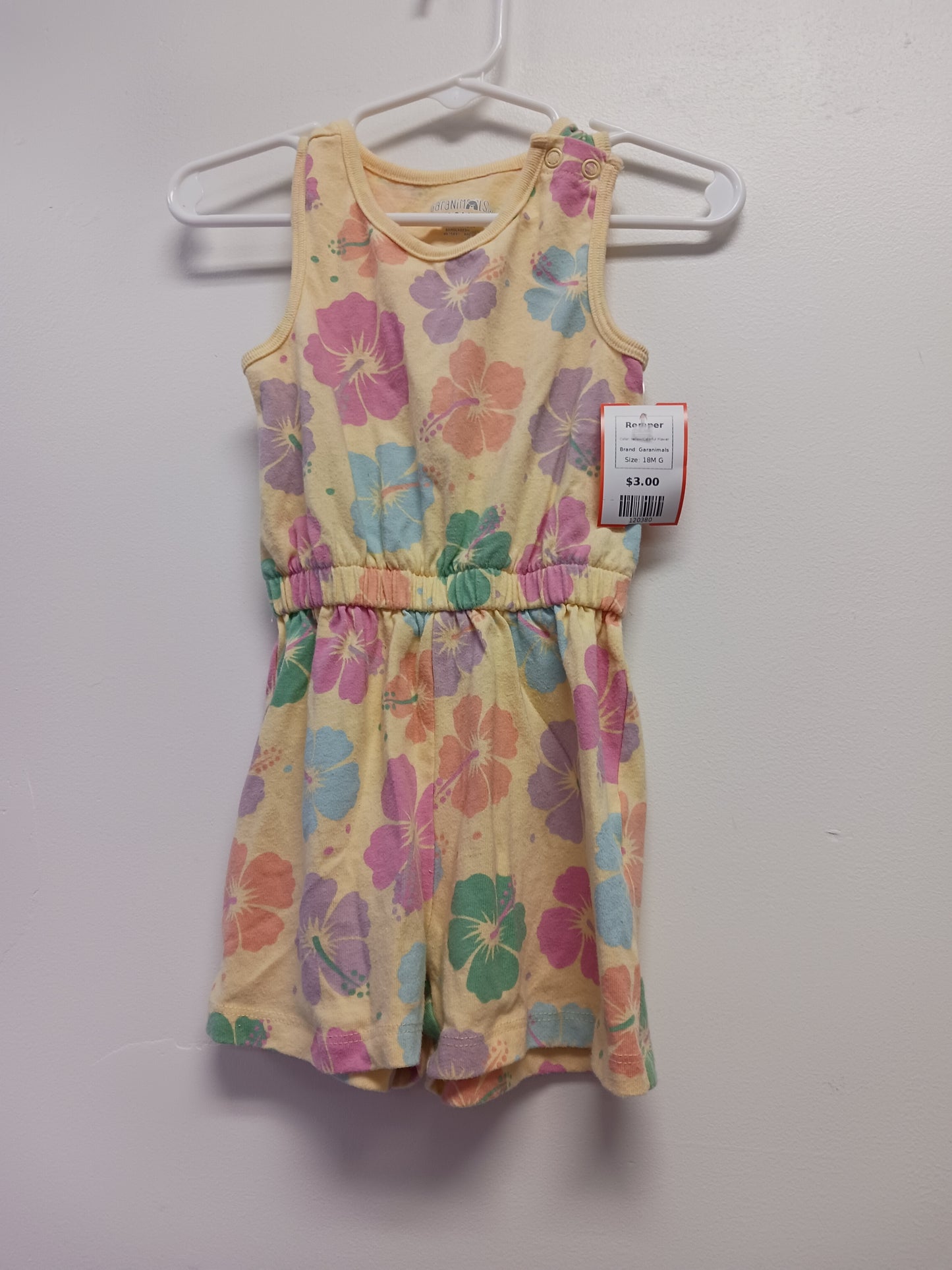 Yellow/Colorful Flower Garanimals Romper, 18M G