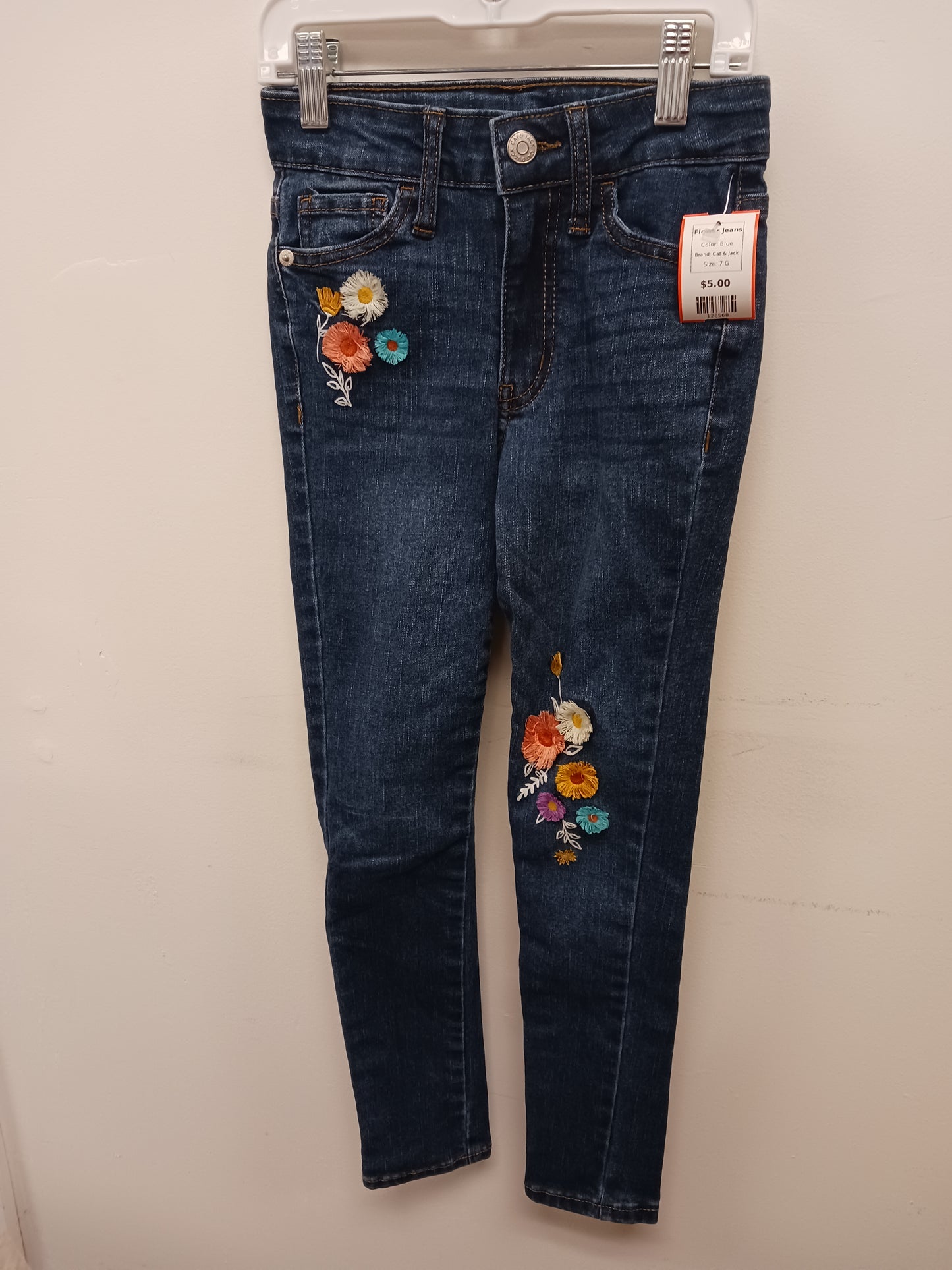 Blue Cat & Jack Flower Jeans, 7 G