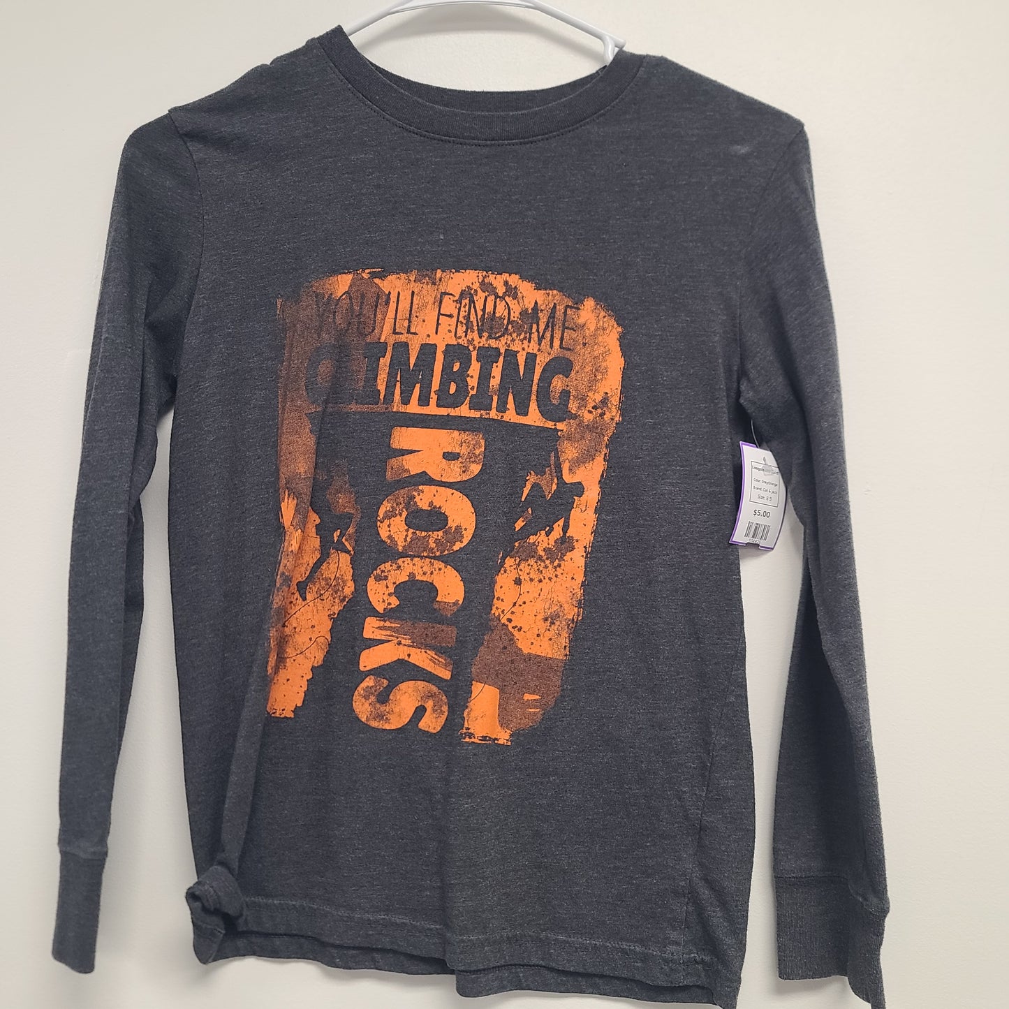 Grey/Orange Cat & Jack Longsleeve Shirt, 8 B