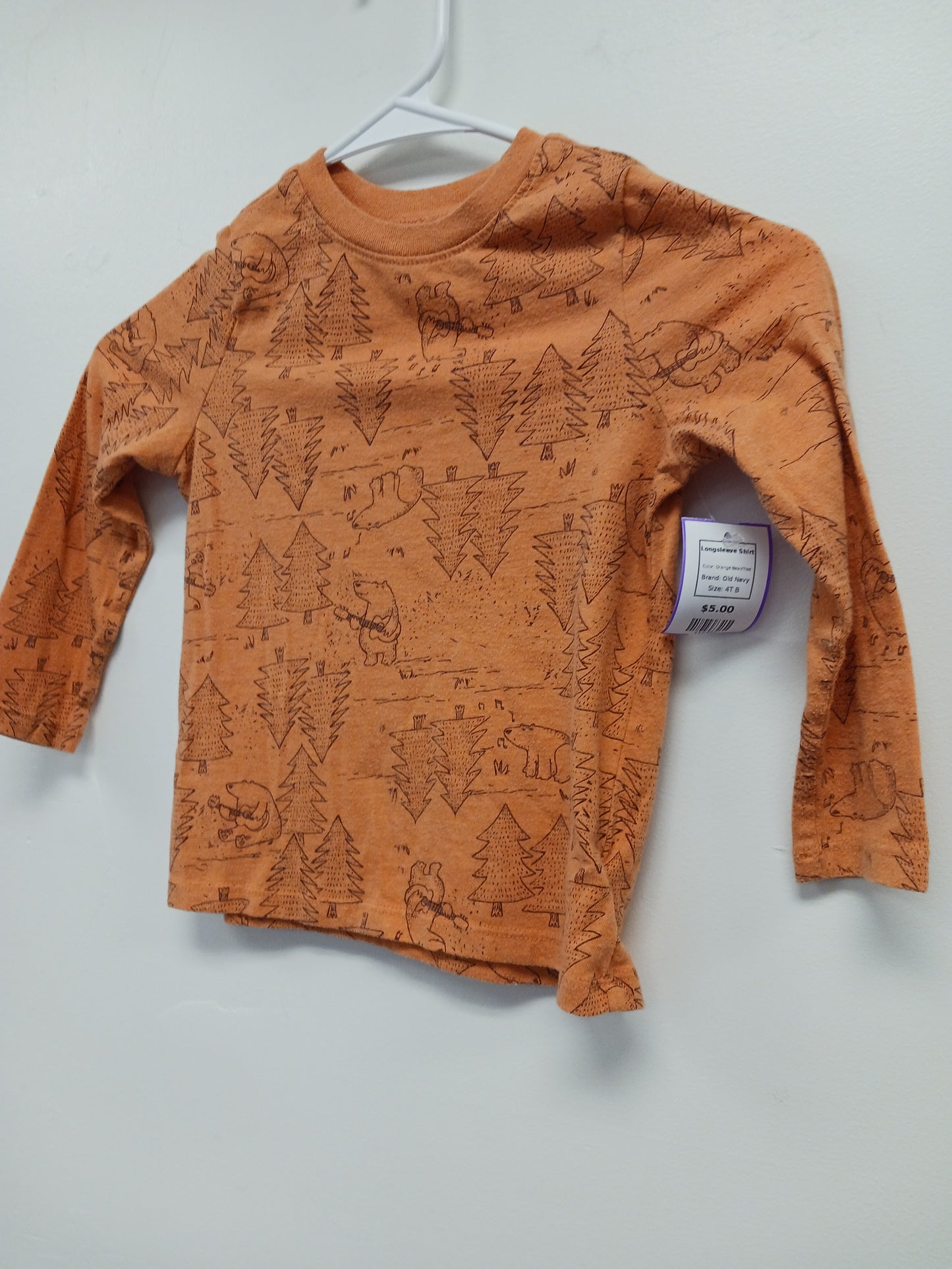 Orange Bear/Tree Old Navy Longsleeve Shirt, 4T B