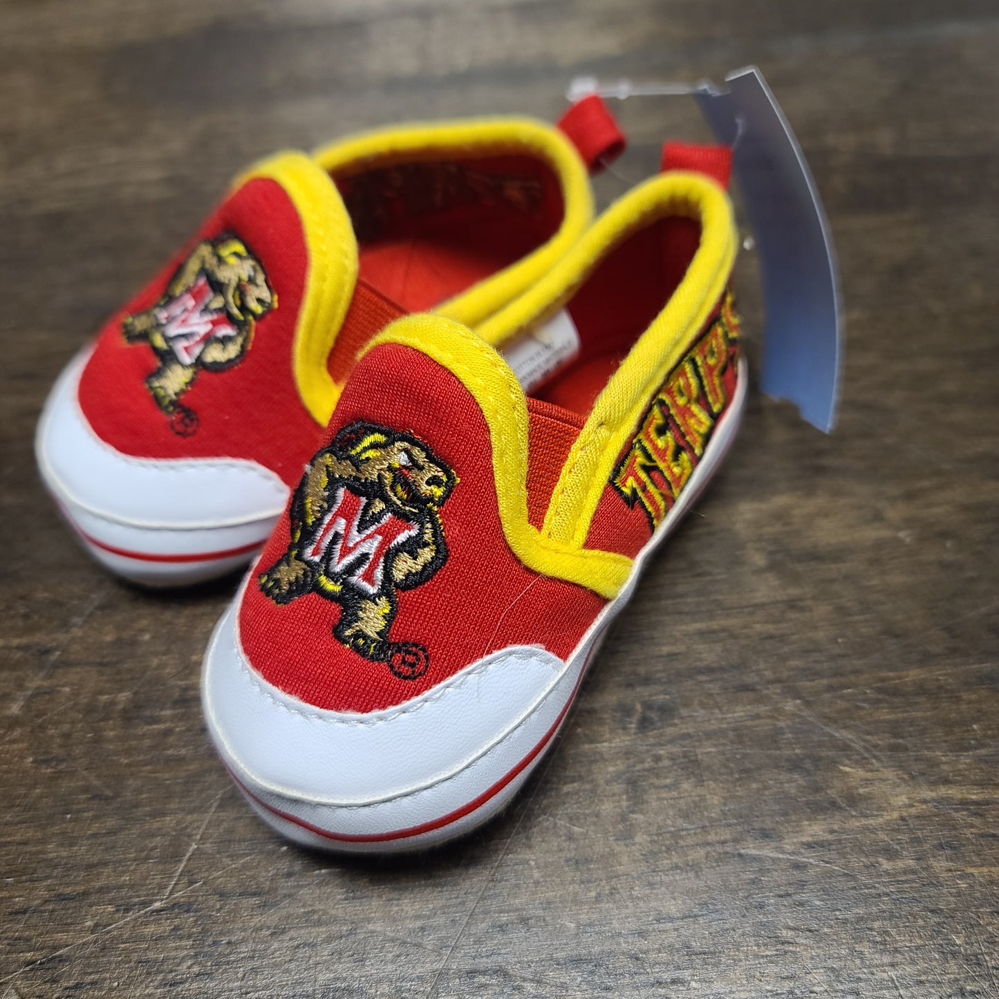 Red/Yellow Terps Crib Shoes, 2 B
