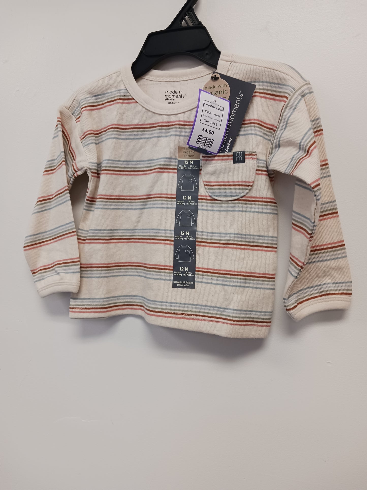 Cream Modern Moments Longsleeve Shirt, 12M B
