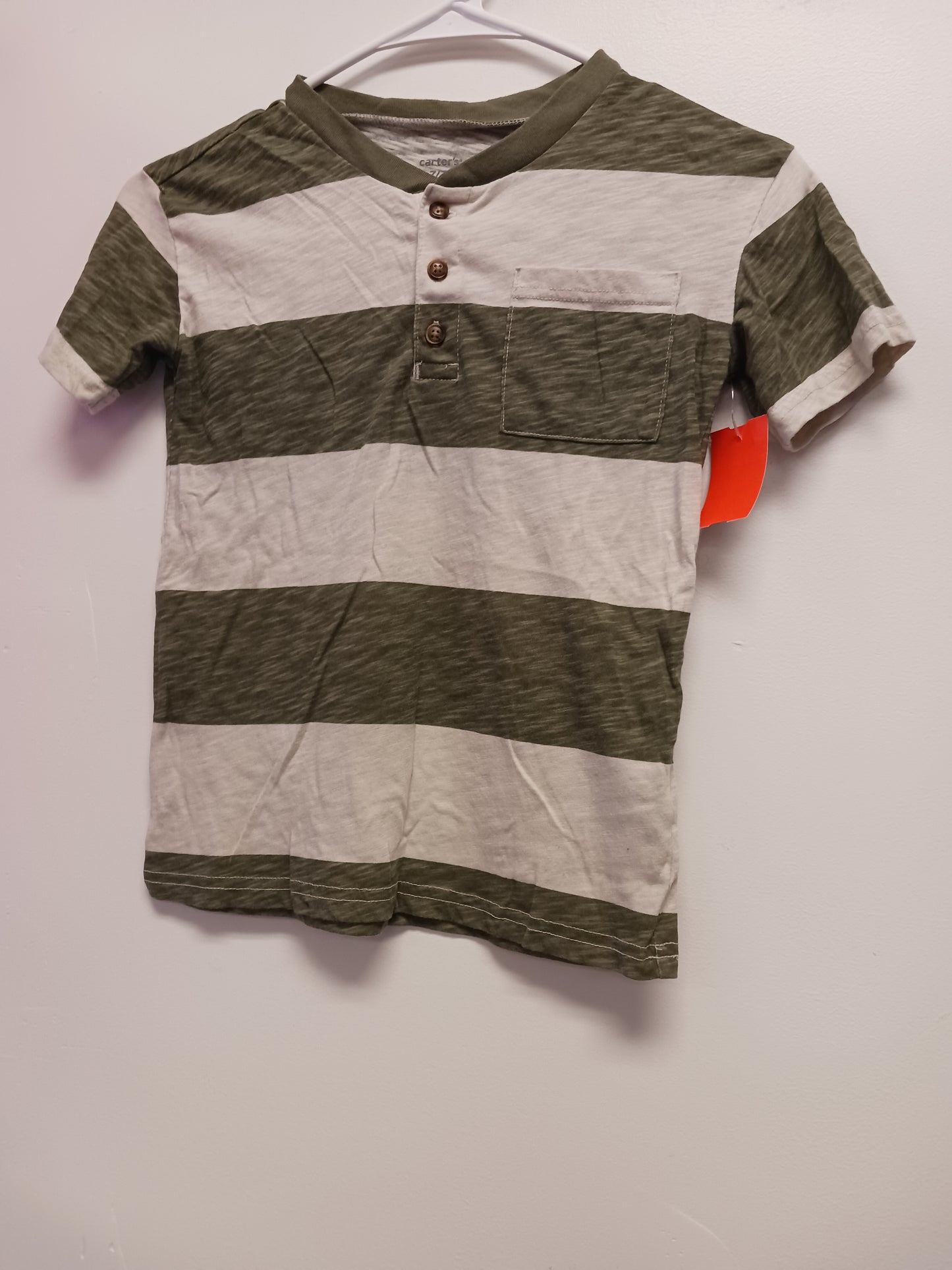 Tan/Green Striped Carters Shirt, 7 B