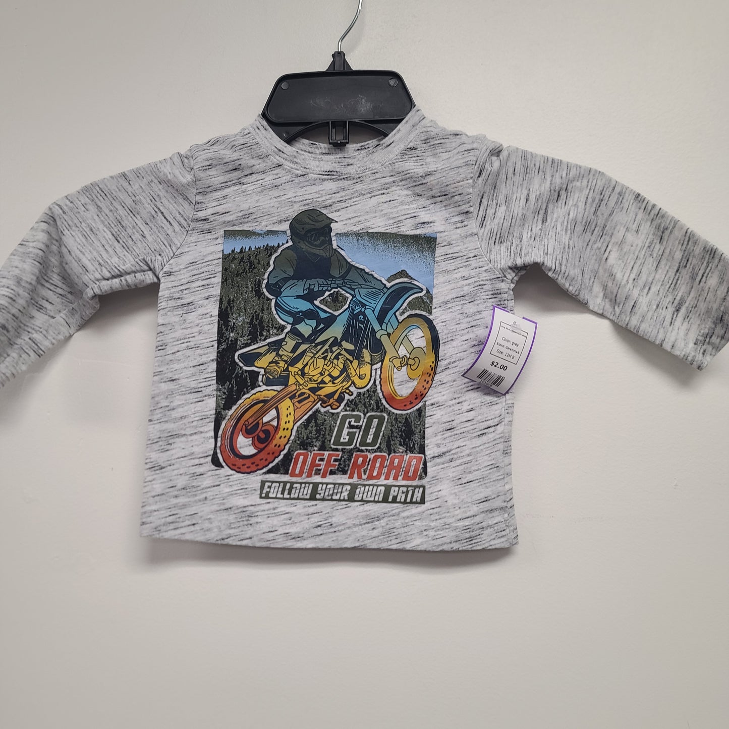 grey Garanimals Long Sleeve Motorcycle shirt, 12M B