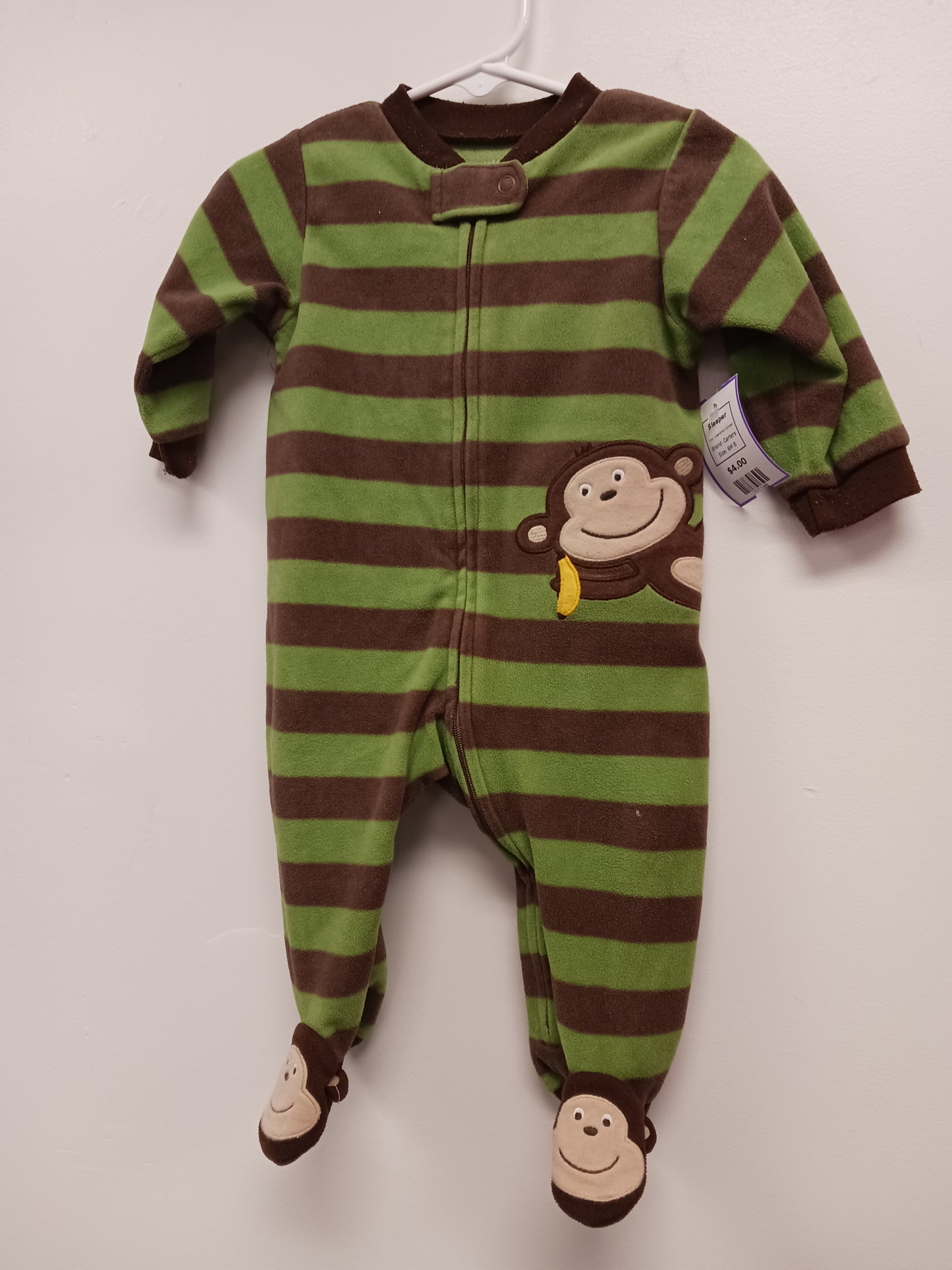 Green/Brown Striped Carters Sleeper, 6M B