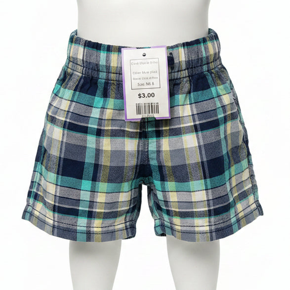 blue plaid Child of Mine Plaid Shorts 0-3m, NB B