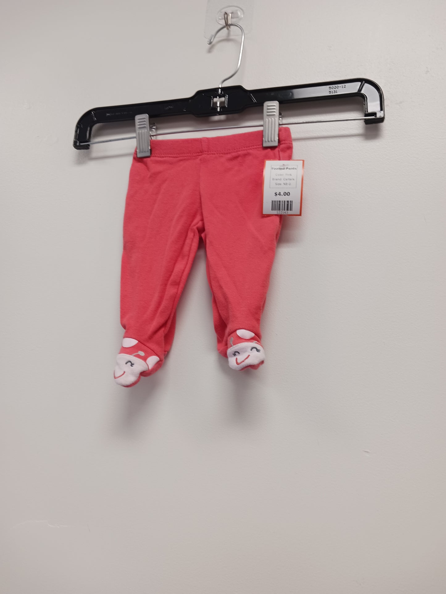 Pink Carters Footed Pants, NB G