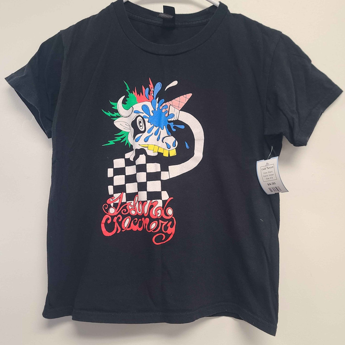 Black Gildan Cow Tshirt, 8 B