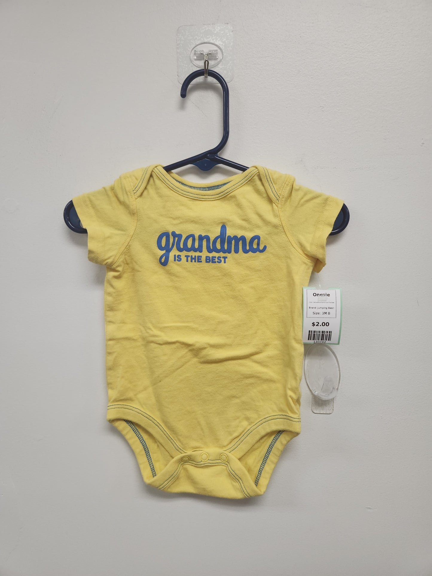 Yellow/Blue Grandma Is The Best Jumping Bean Onesie, 3M B
