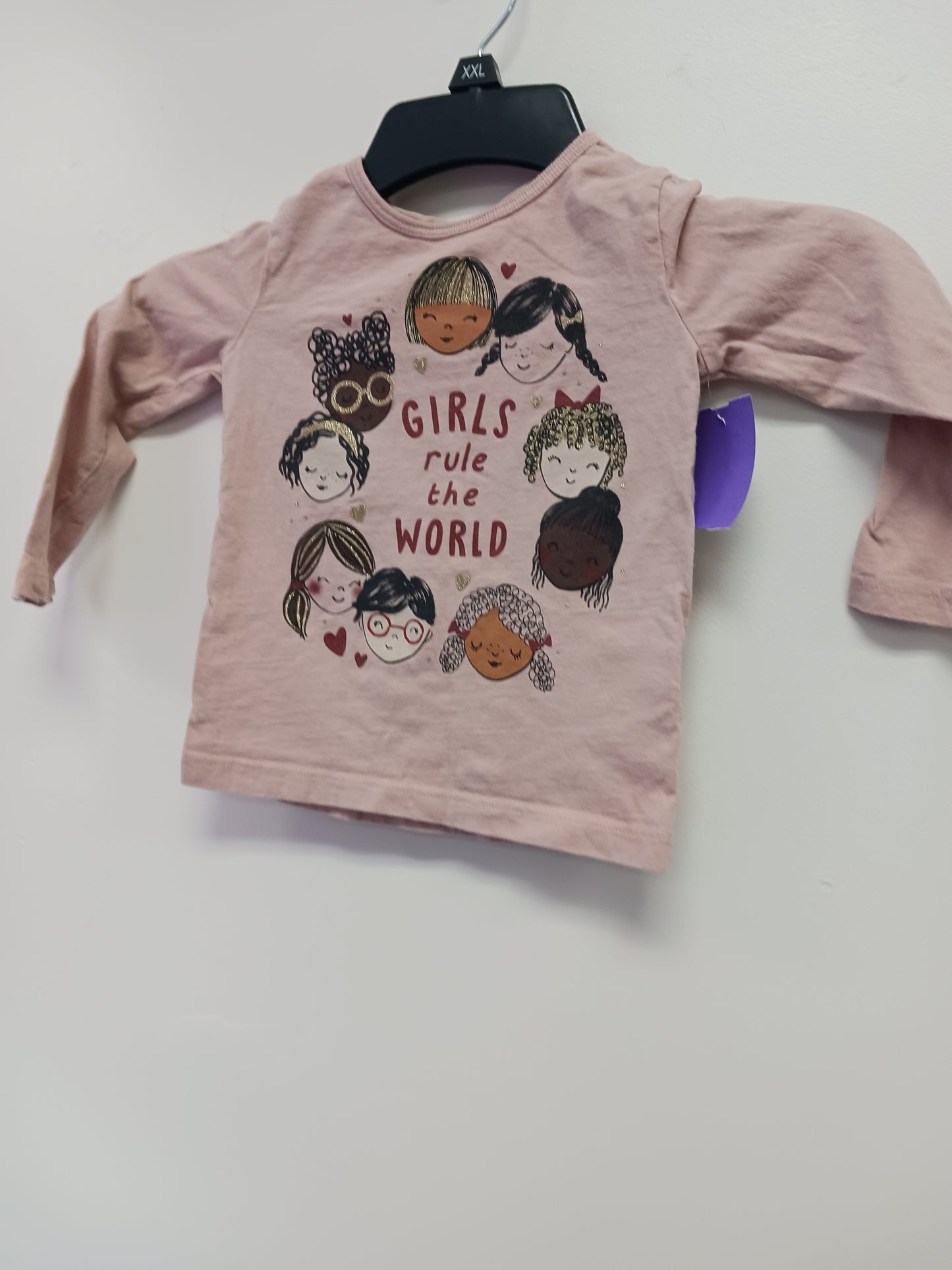 Pink Girls Rule The World Carters Longsleeve Shirt, 2T G