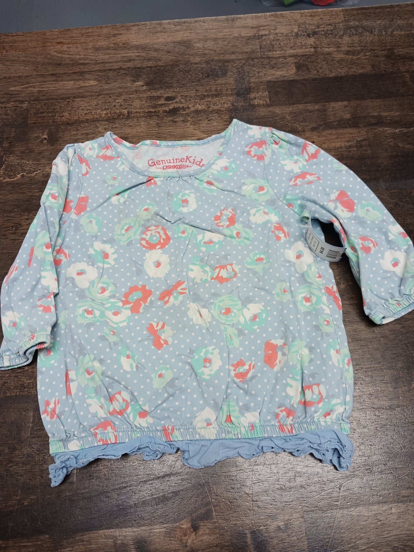 blue OshKosh Flowered Shirt, 3T G