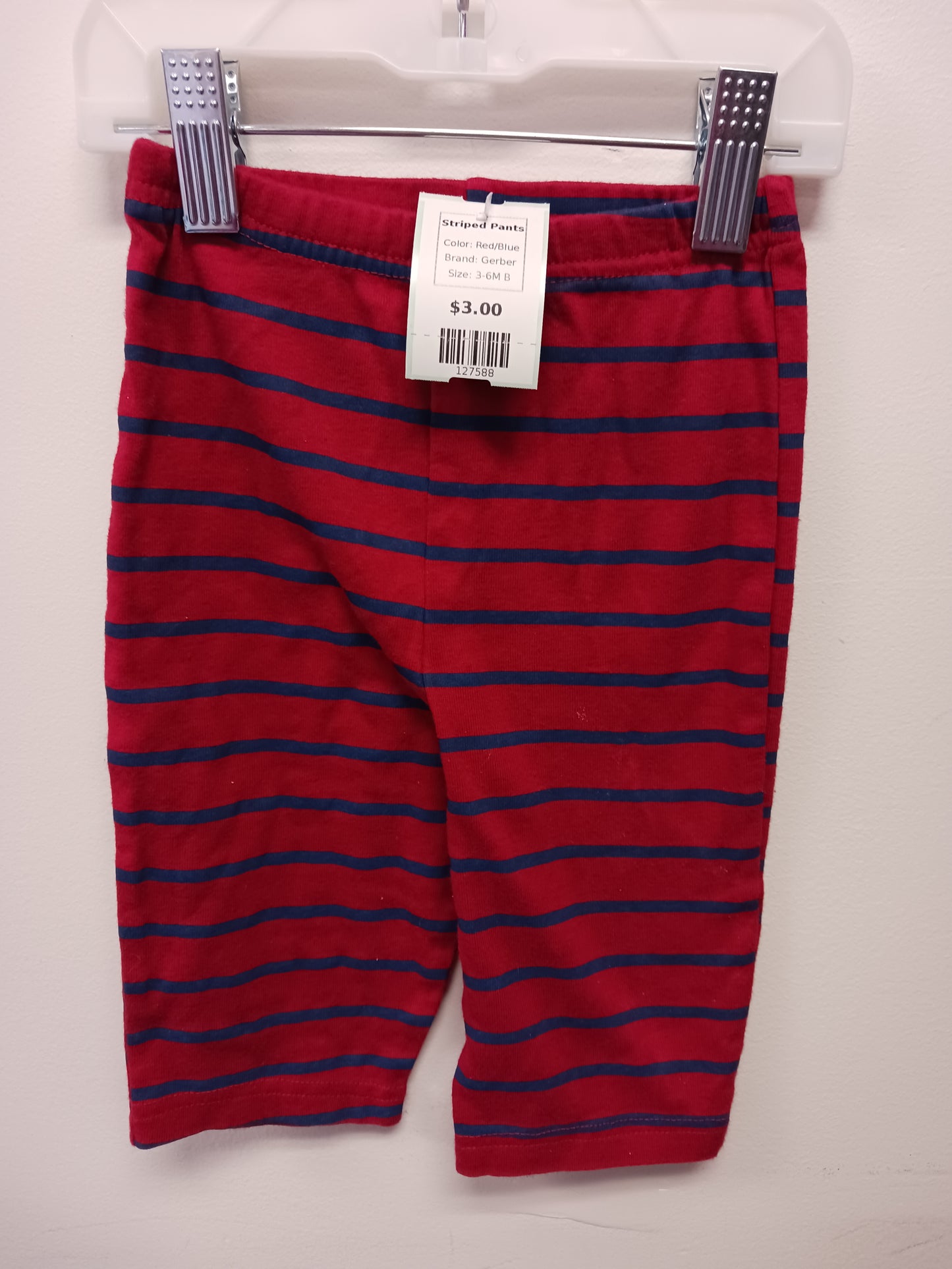 Red/Blue Gerber Striped Pants, 3-6M B
