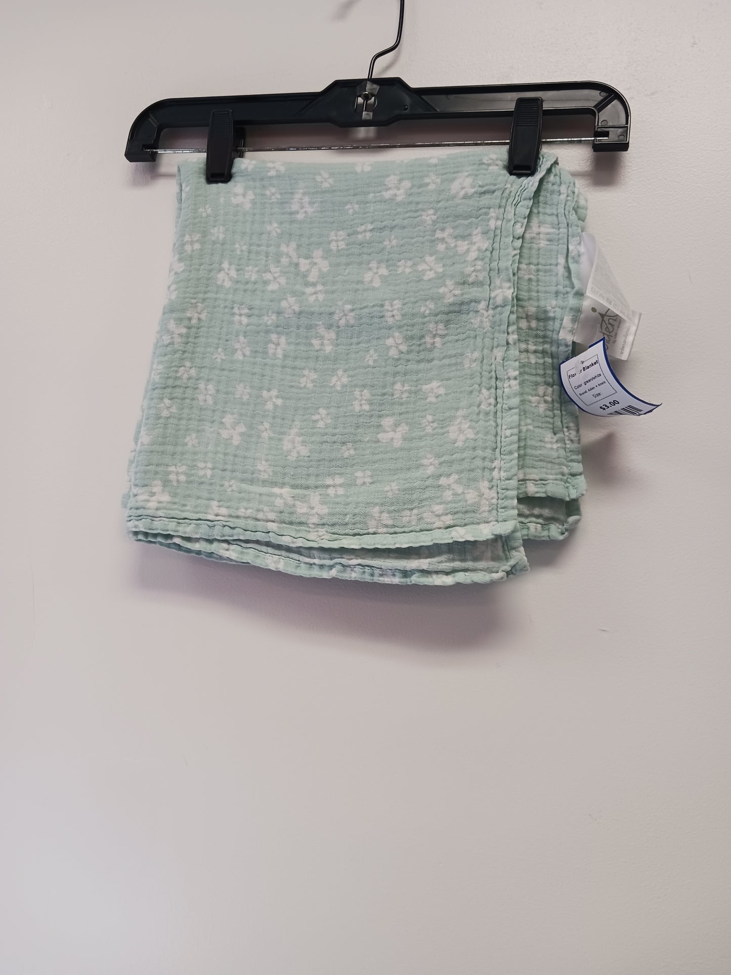 green/white Aden + Anais Flower Blanket