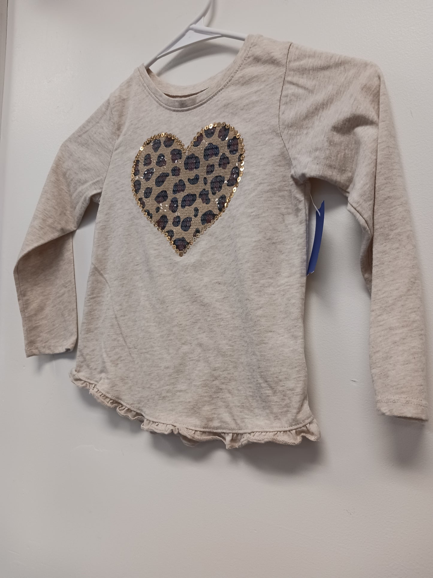 Tan/Cheetah Heart Garanimals Longsleeve Shirt, 4T G