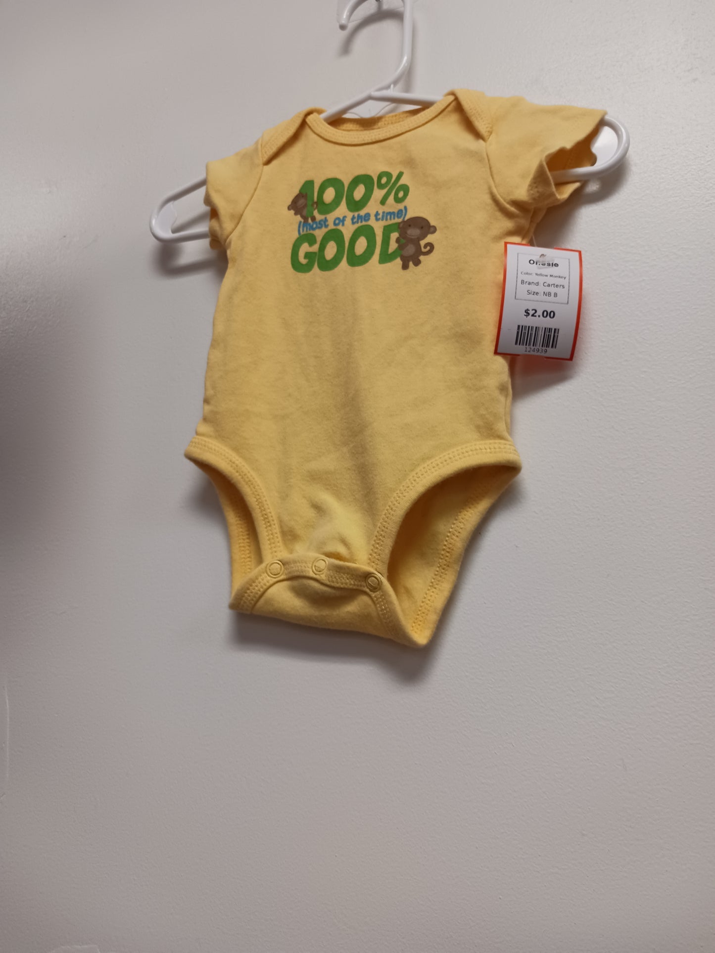 Yellow Monkey Carters Onesie, NB B