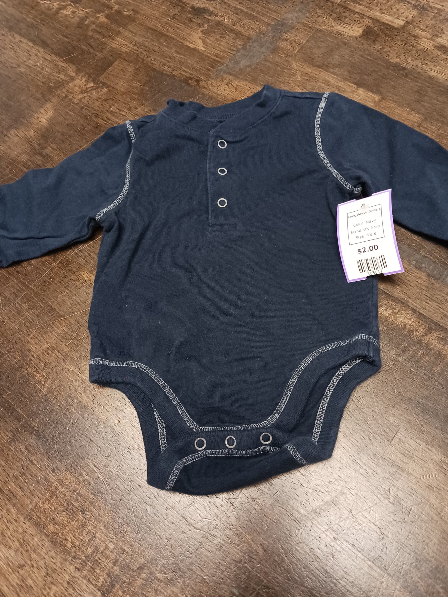 Navy Old Navy Longsleeve Onesie, NB B