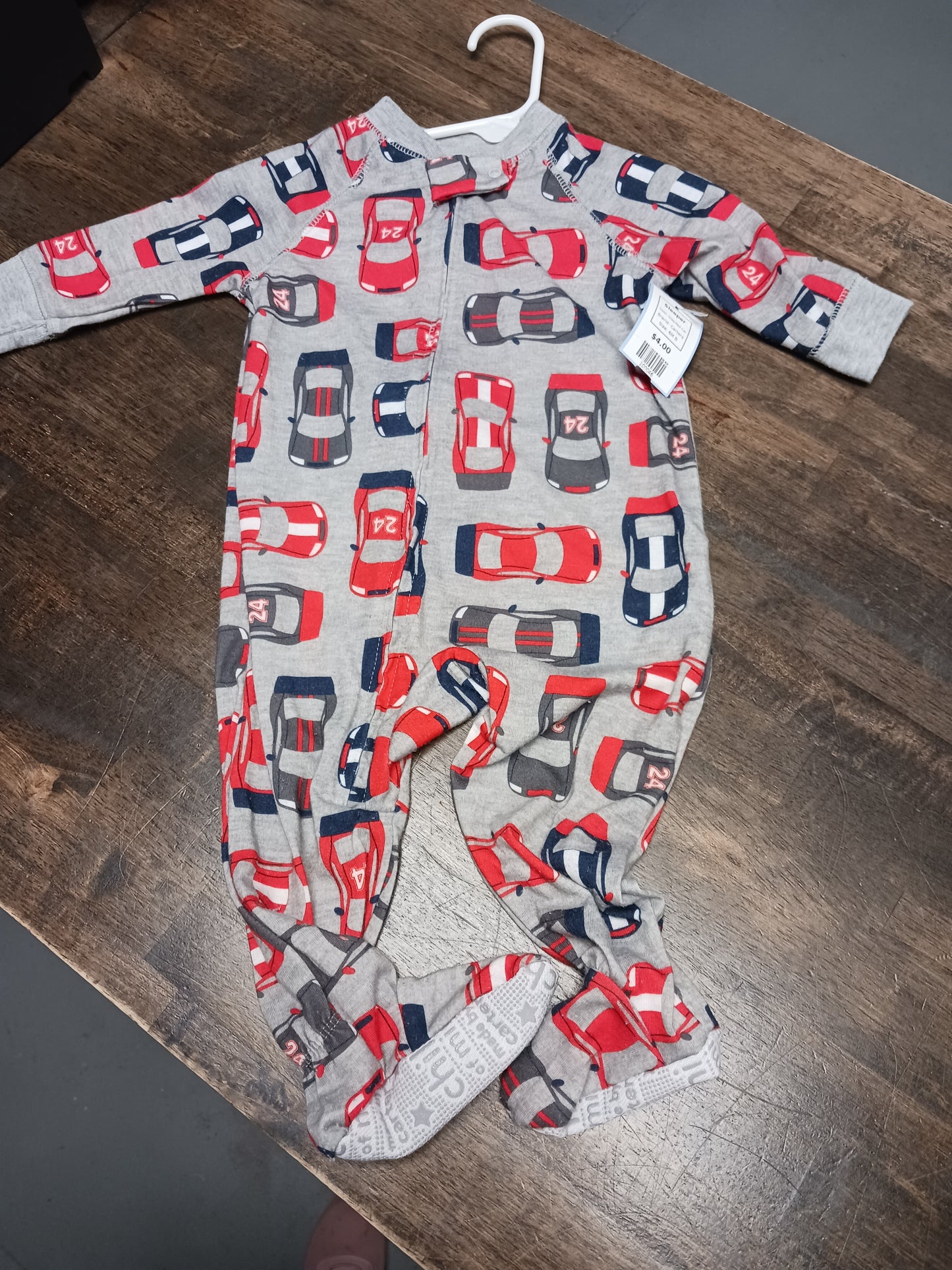 Grey/Red Car Carters Sleeper, 6M B