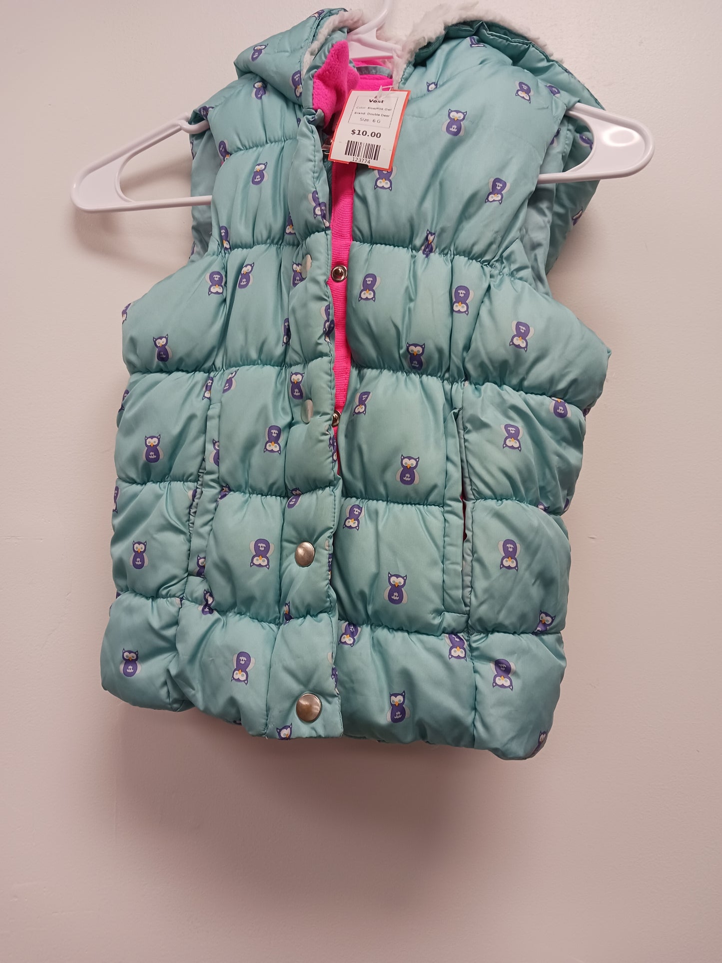 Blue/Pink Owl Double Deer Vest, 6 G