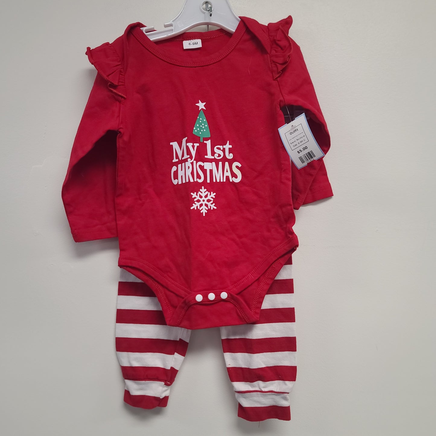 Red/White Christmas Boutique Outfit, 6-9M G