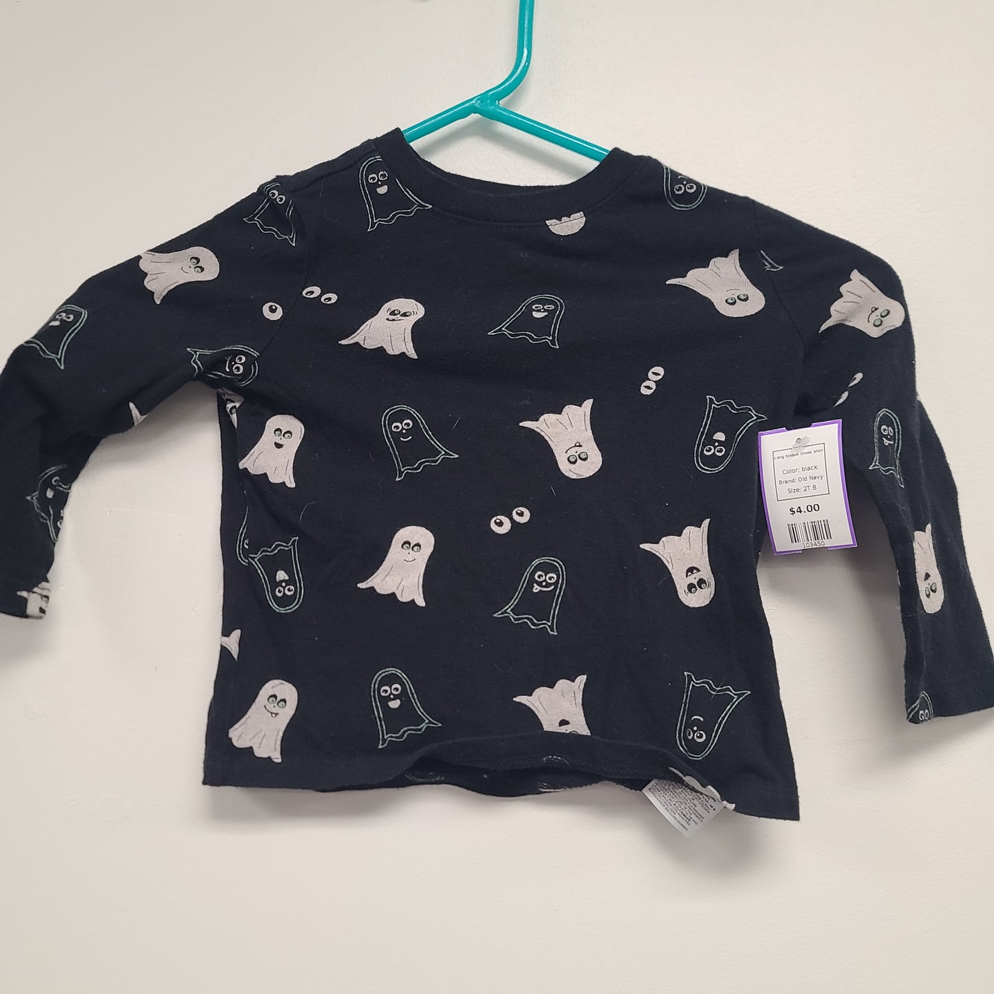 black Old Navy Long Sleeve Ghost Shirt, 2T B