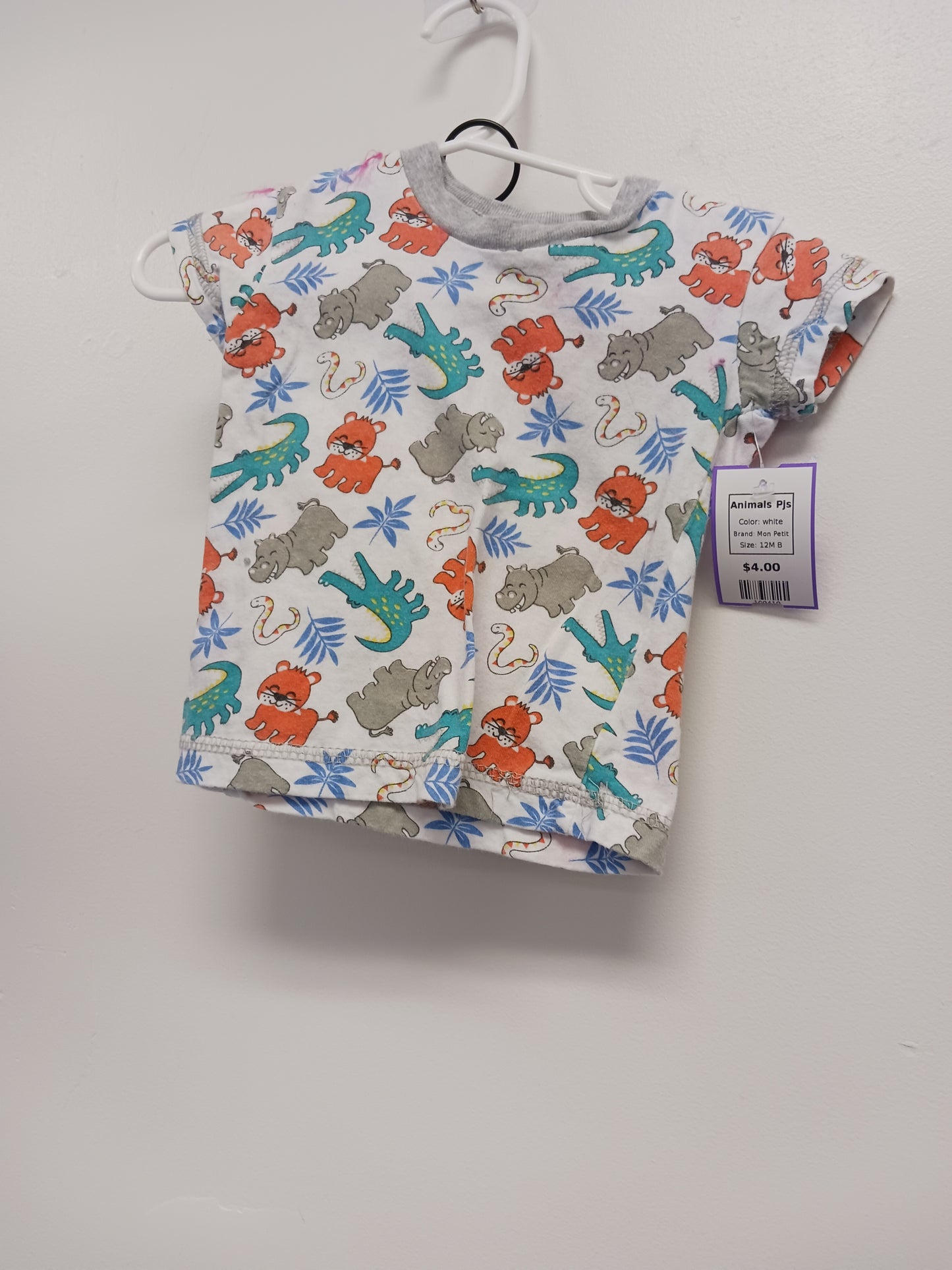 white Mon Petit Animals Pjs, 12M B