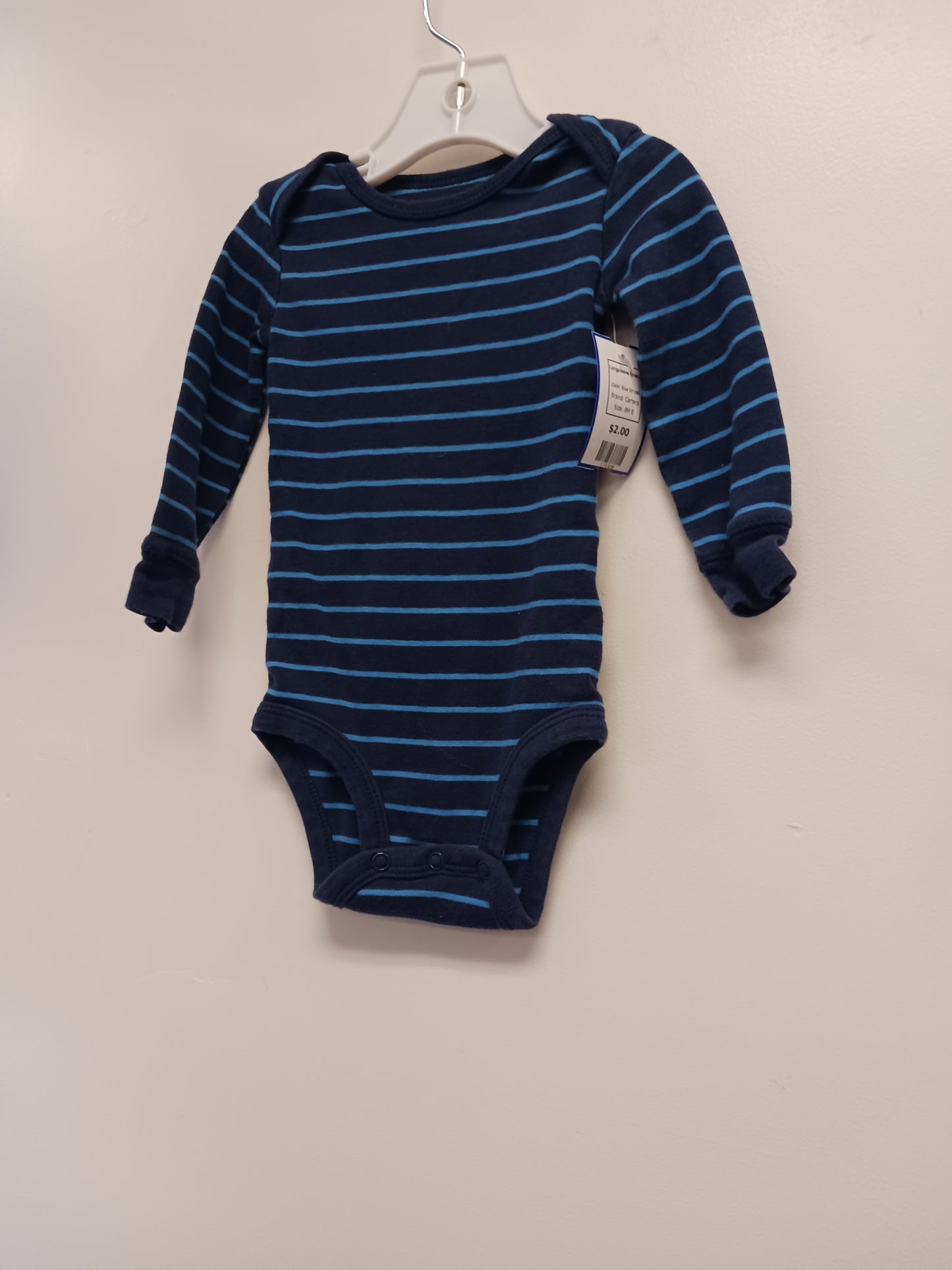 Blue Striped Carters Longsleeve Onesie, 9M B