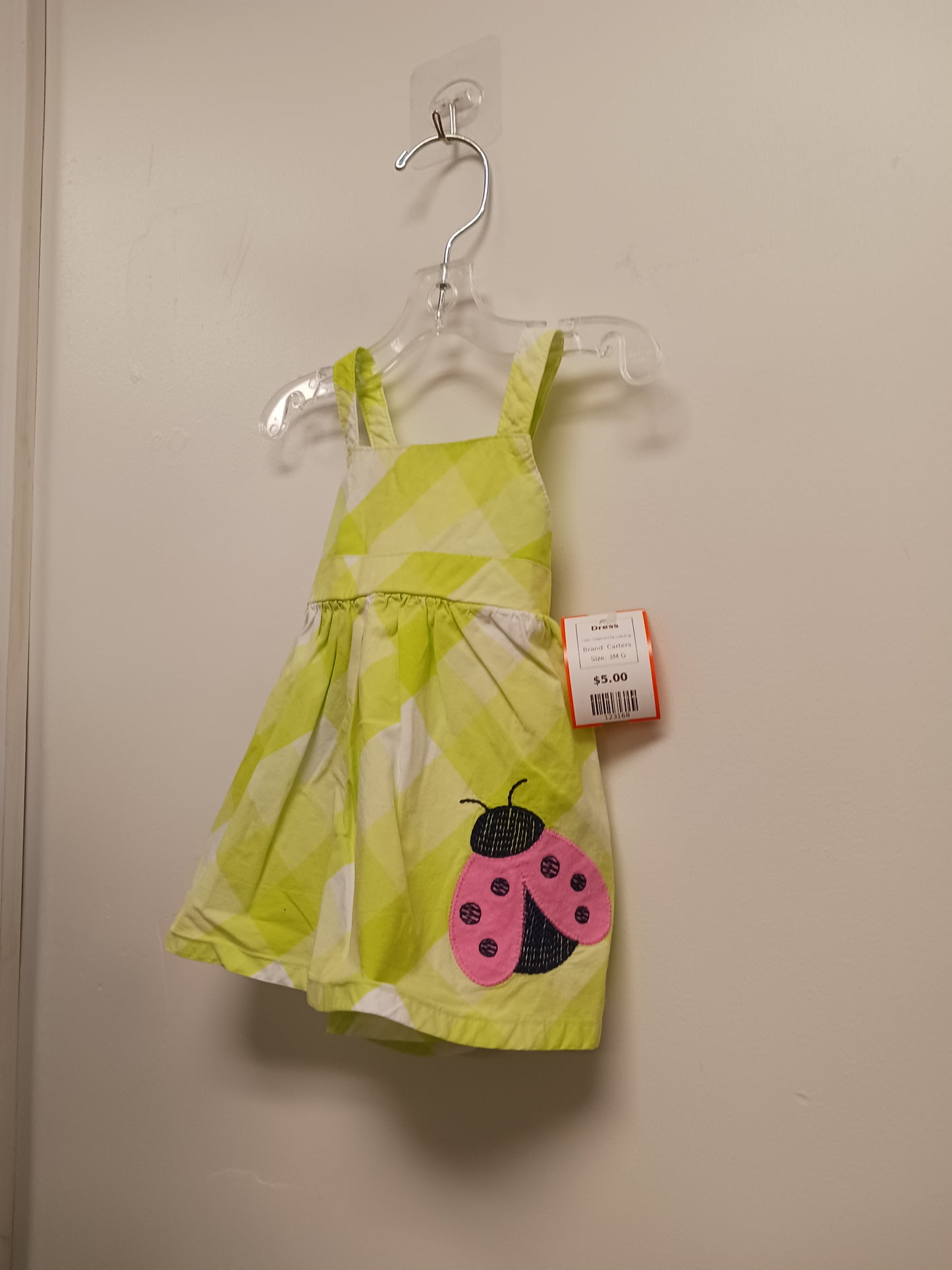 Green/White Ladybug Carters Dress, 3M G