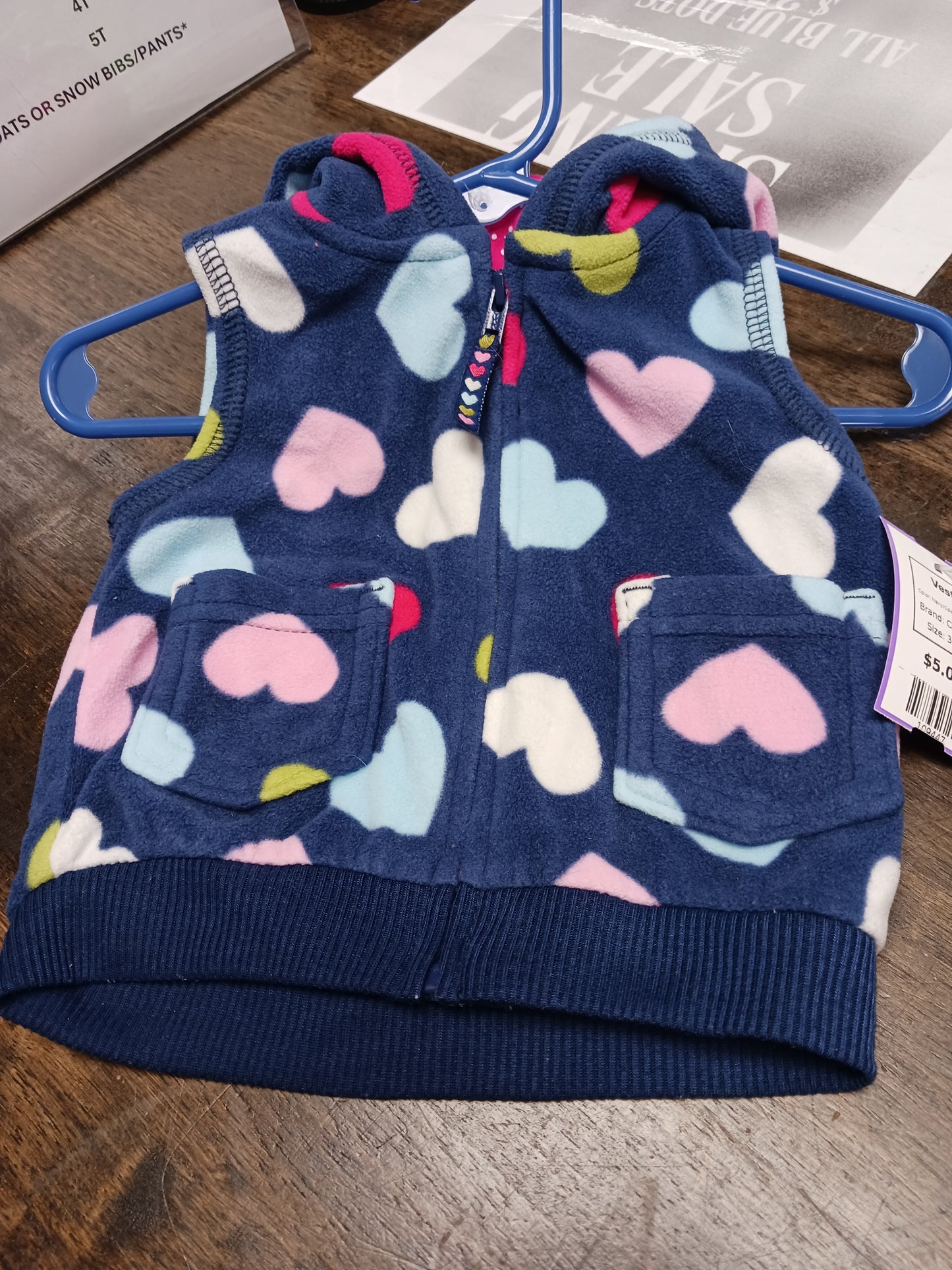 Navy/Colorful Heart Carters Vest, 3M G