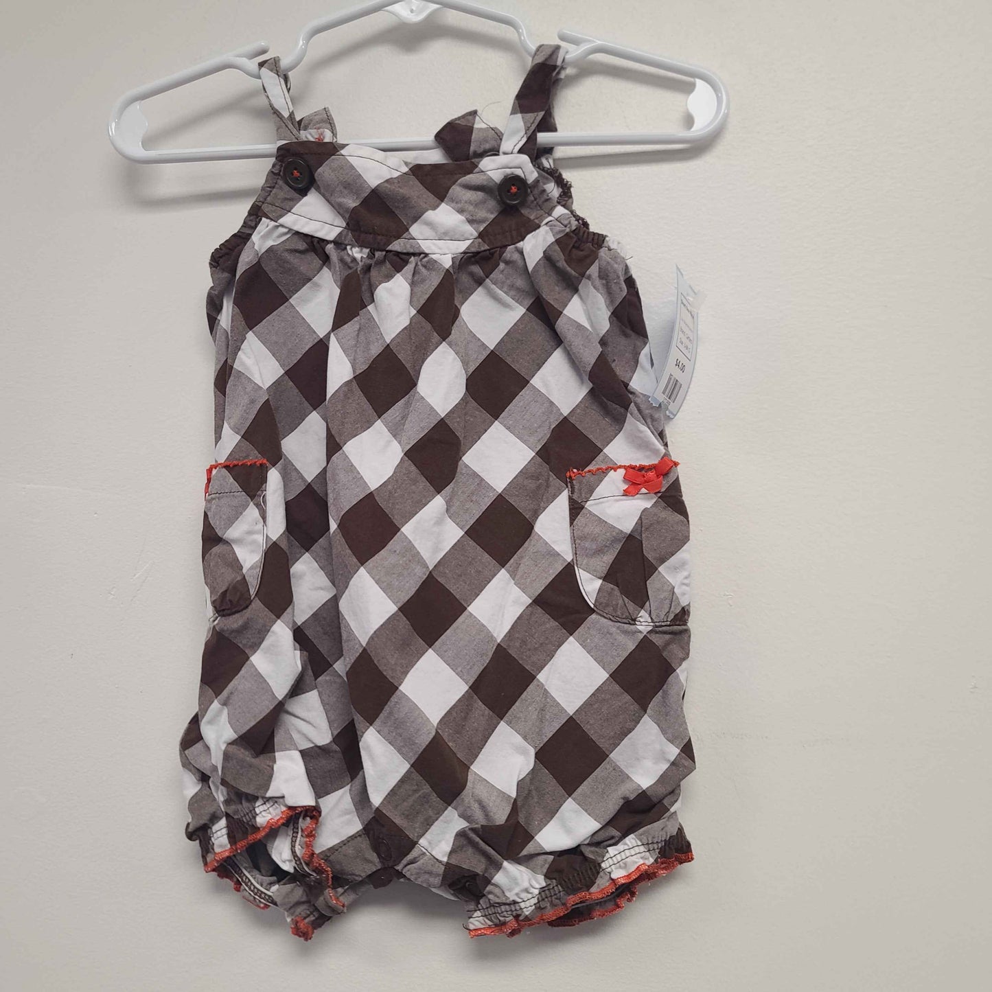 Brown/White Plaid Carters Short One Piece, 3-6M G