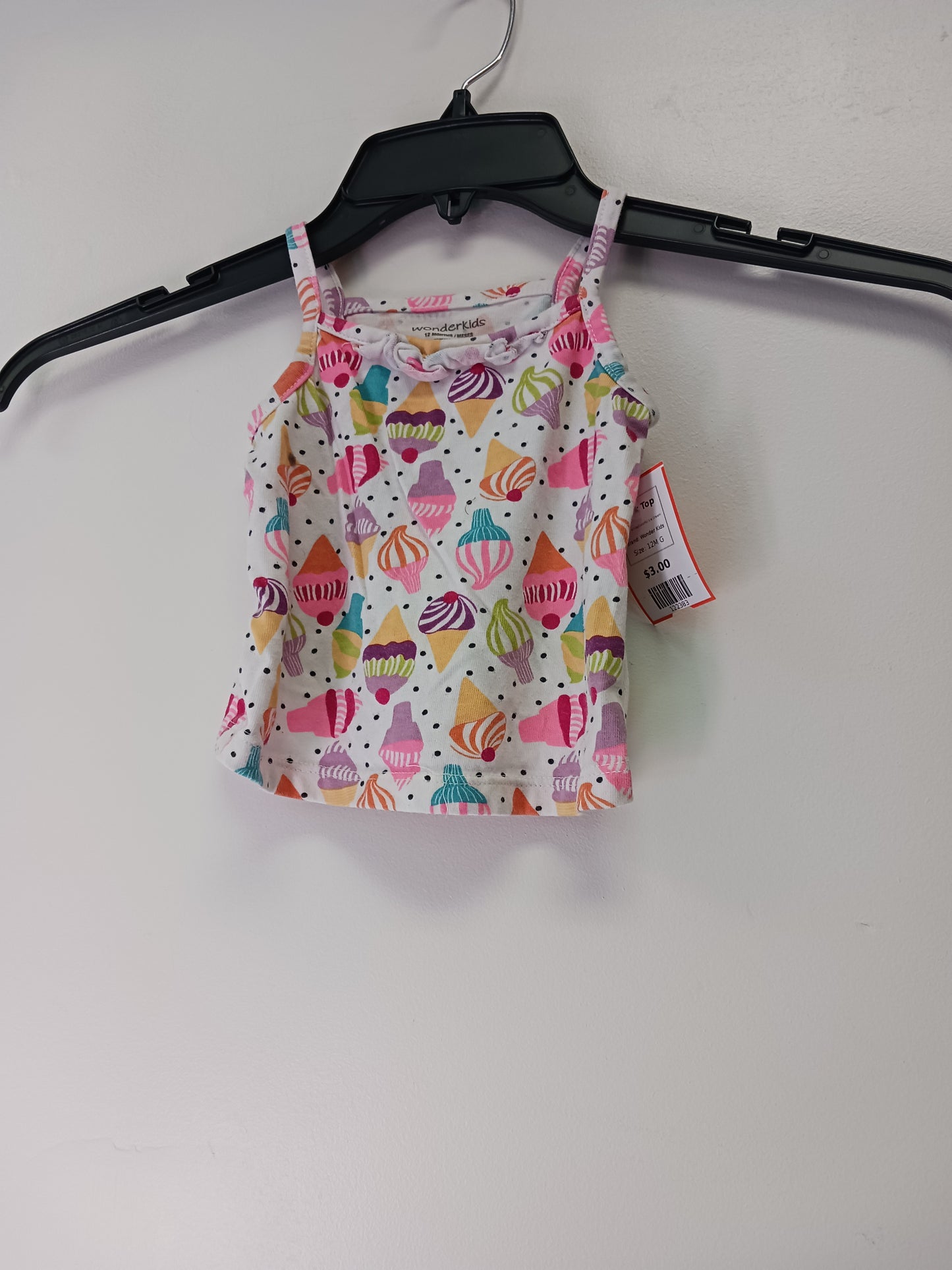 White/Colorful Ice Cream Wonder Kids Tank Top, 12M G