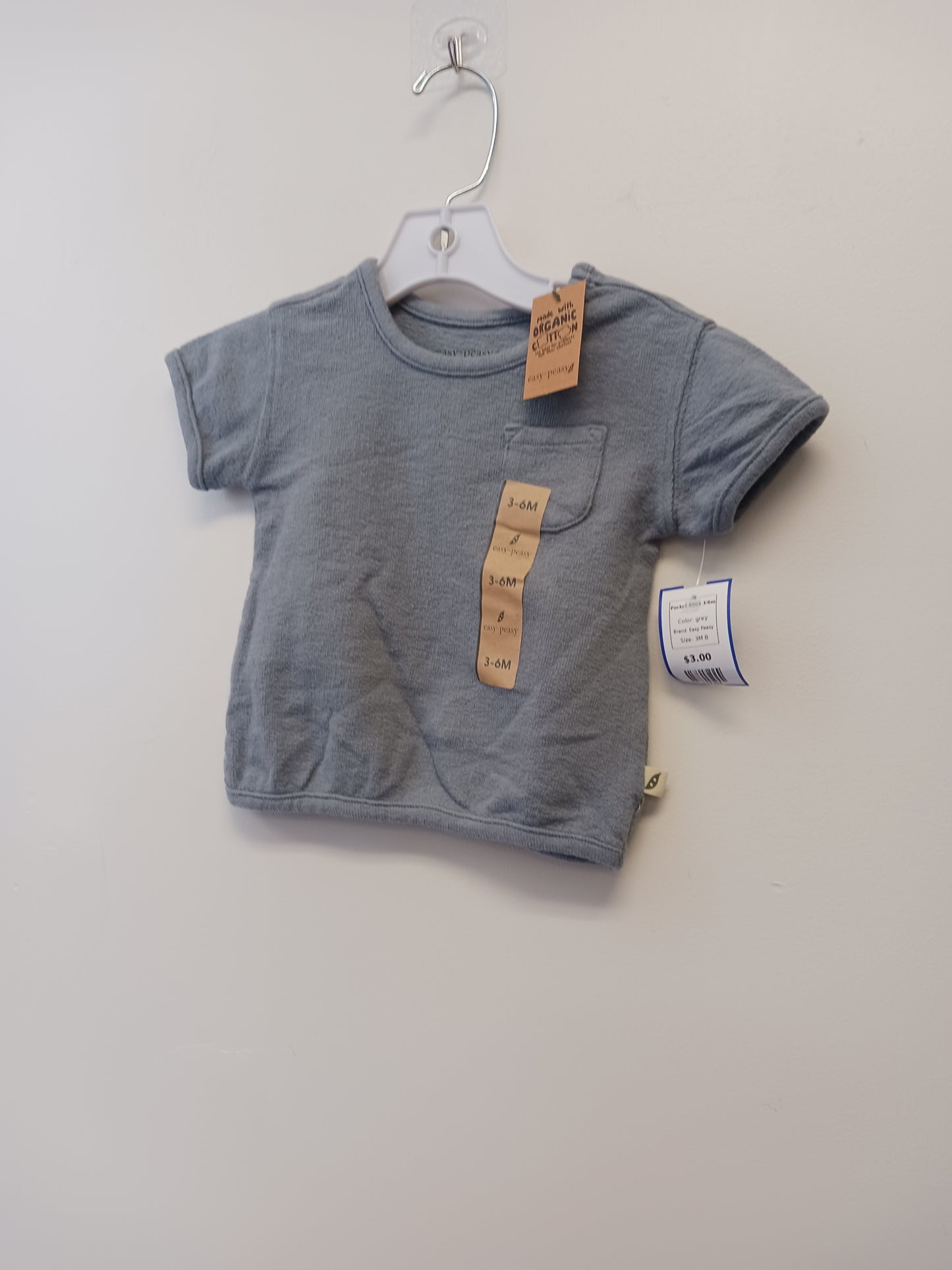 grey Easy Peasy Pocket Shirt 3/6m, 3M B