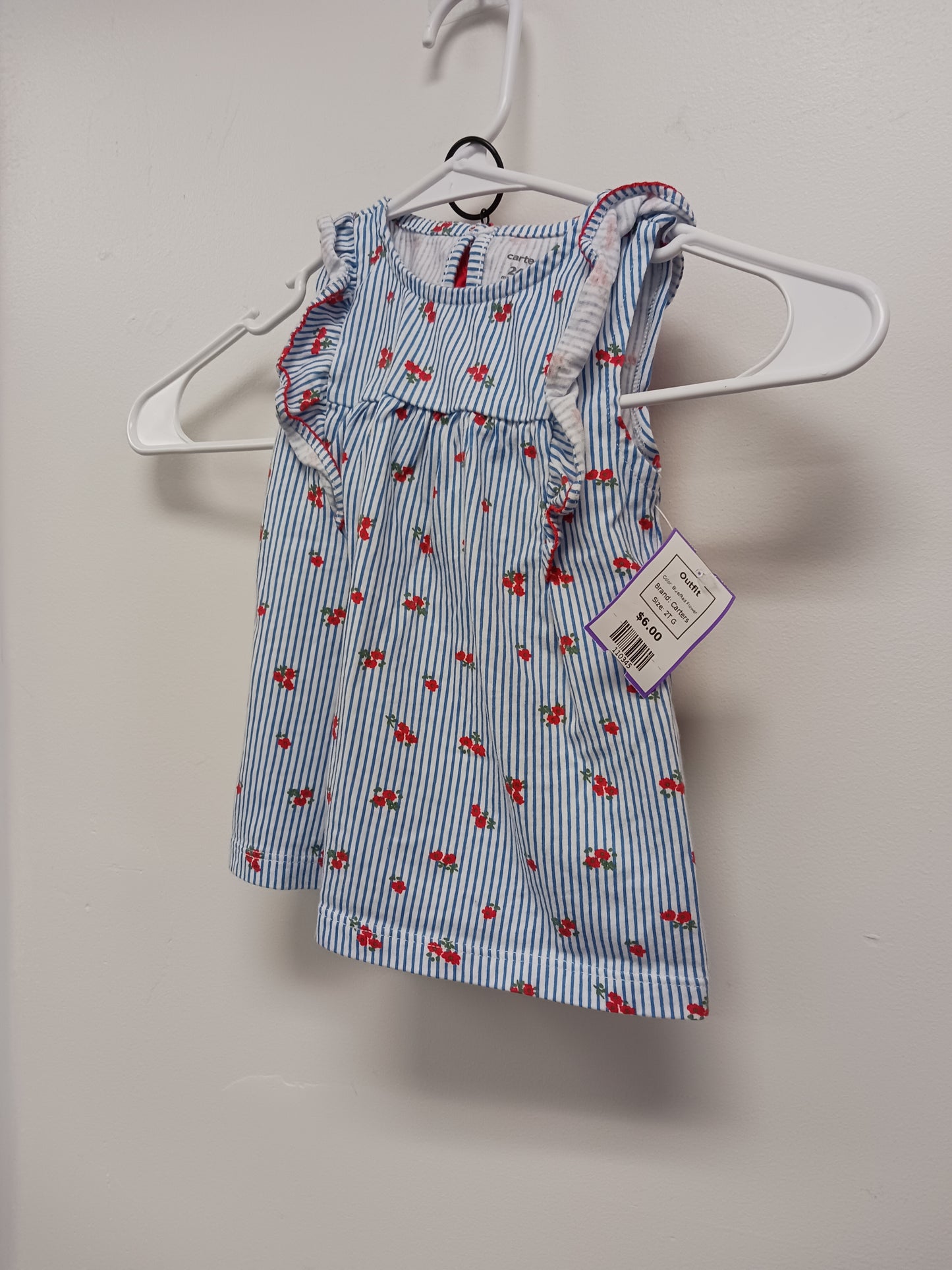Blue/Red Flower Carters Outfit, 2T G