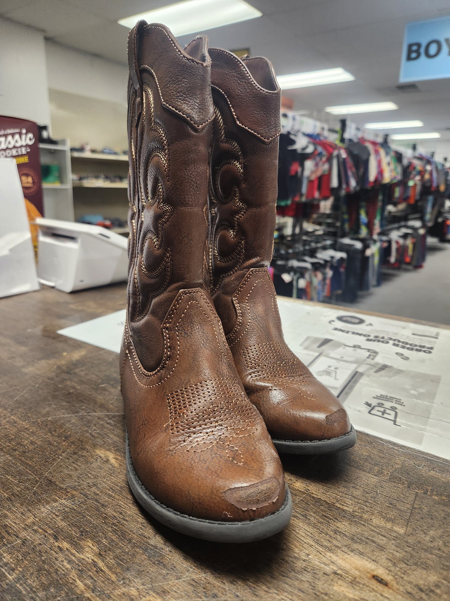 Brown Cat & Jack Cowgirl Boots, 13Y G