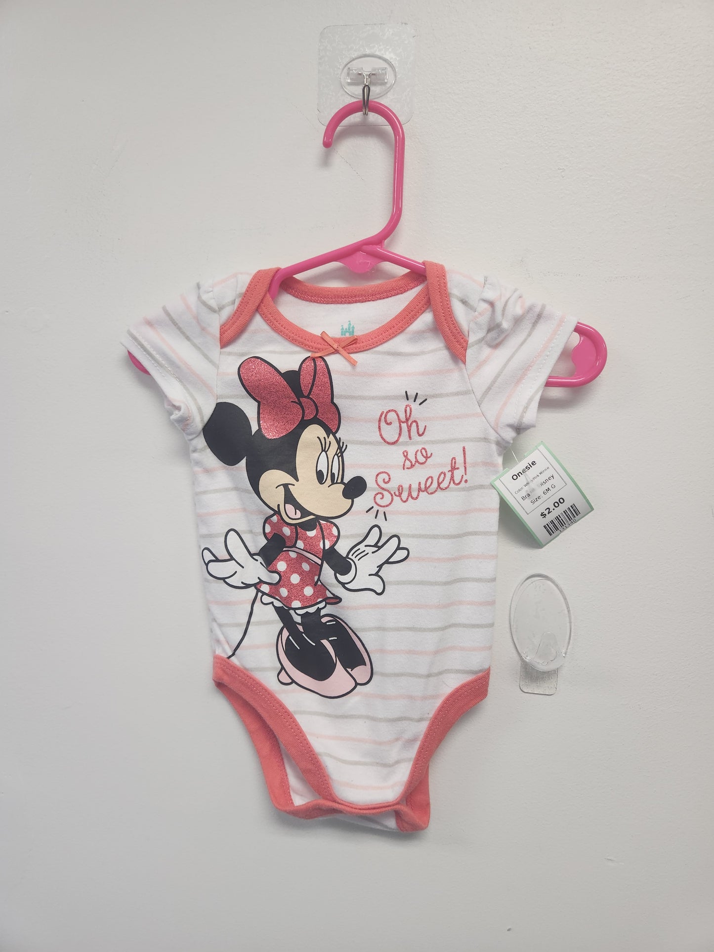 White/Pink Minnie Disney Onesie, 6M G