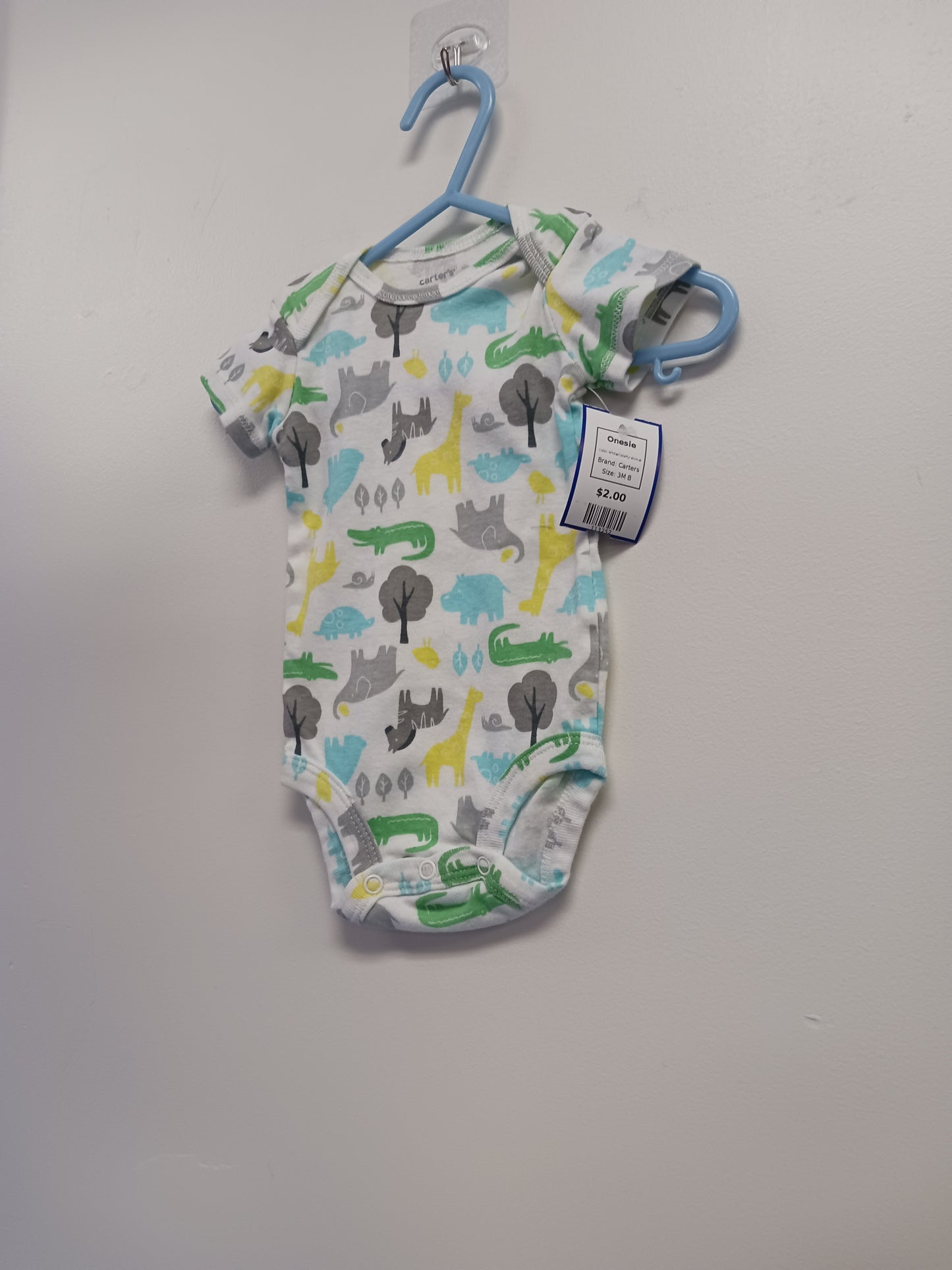 White/Colorful Animal Carters Onesie, 3M B