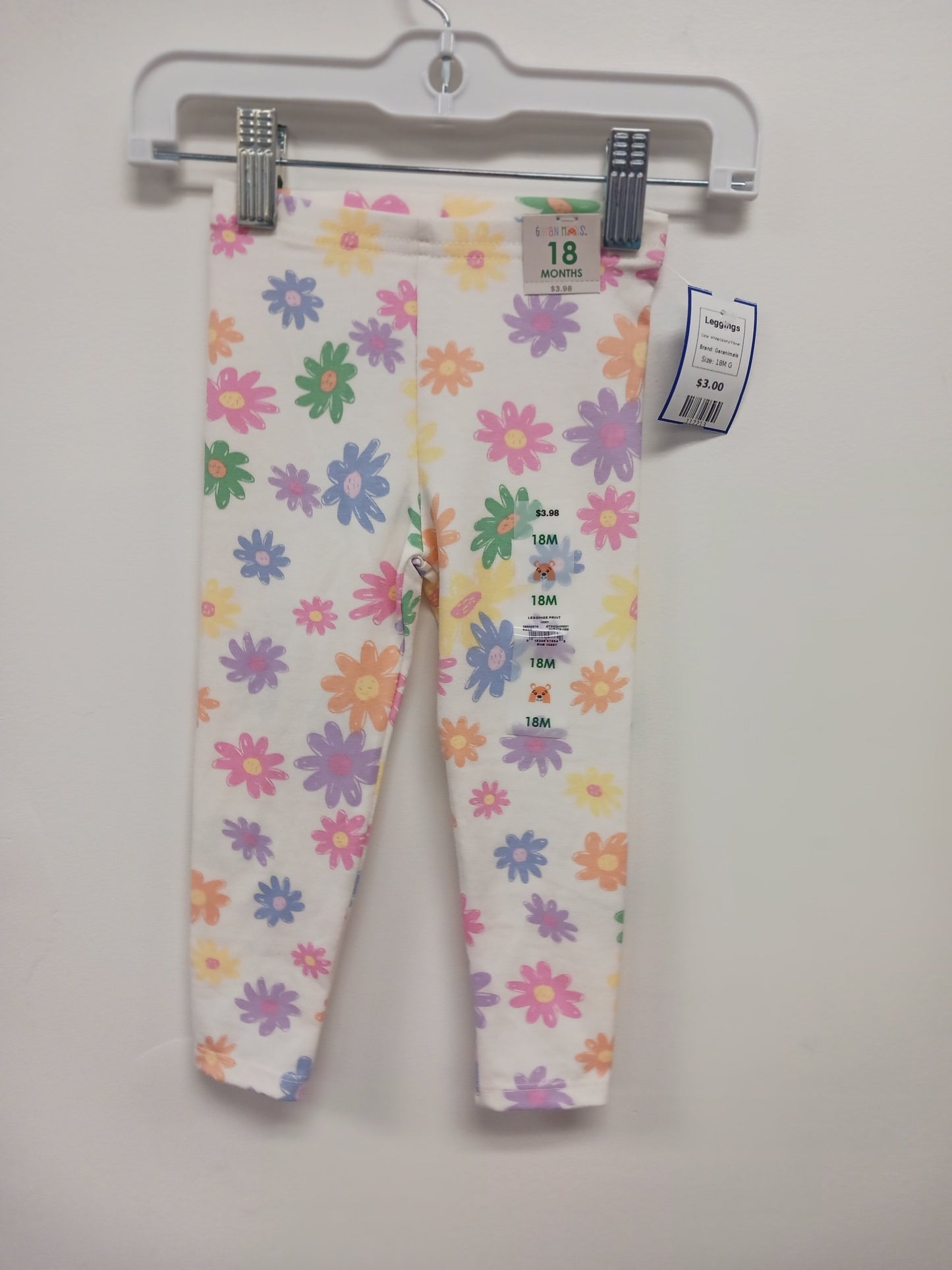 White/Colorful Flower Garanimals Leggings, 18M G