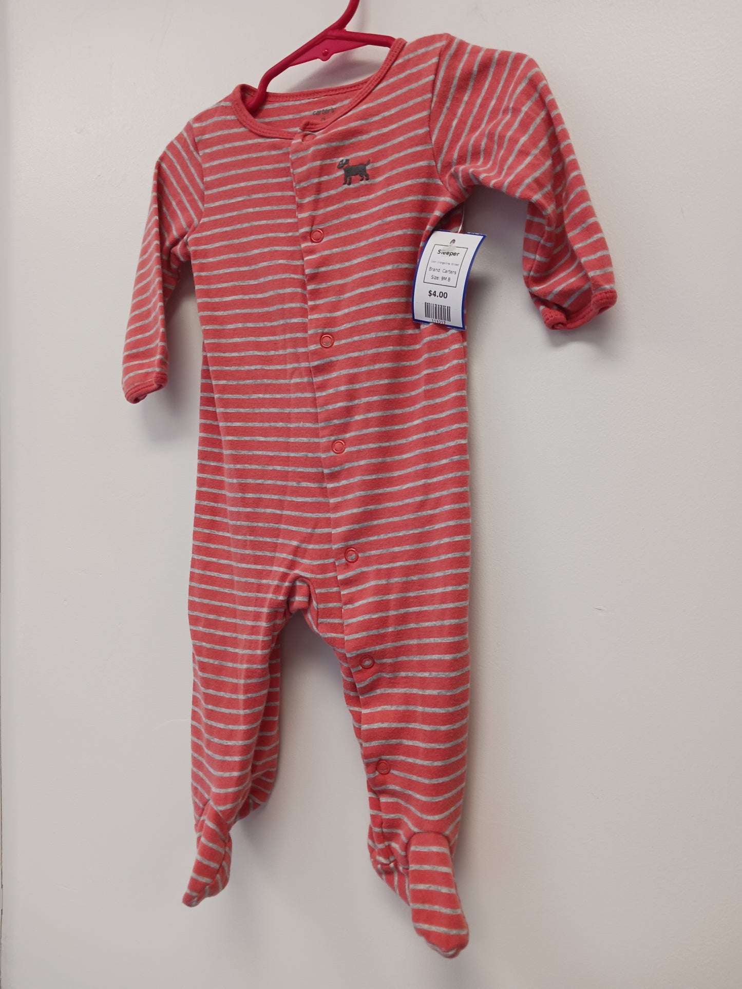 Orange/Grey Striped Carters Sleeper, 9M B