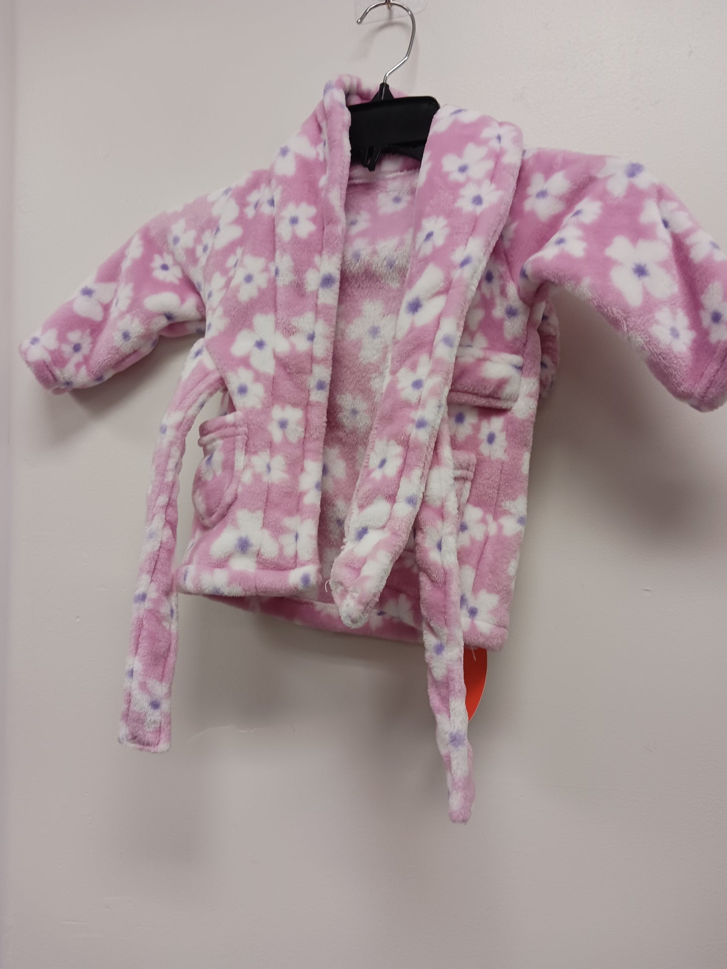 pink/purple/white Flower Bathrob w/headband 0-6m, NB G