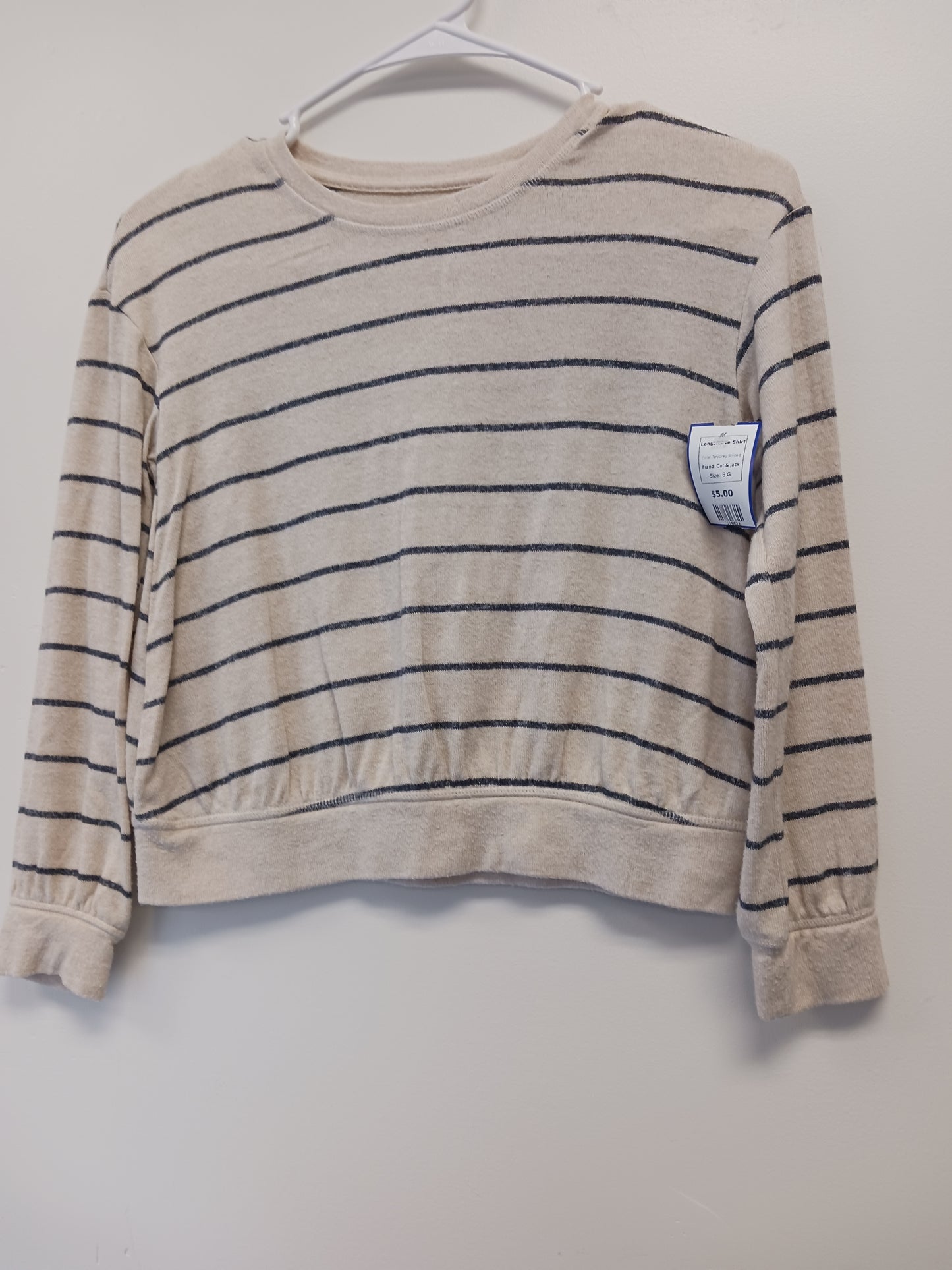 Tan/Grey Striped Cat & Jack Longsleeve Shirt, 8 G