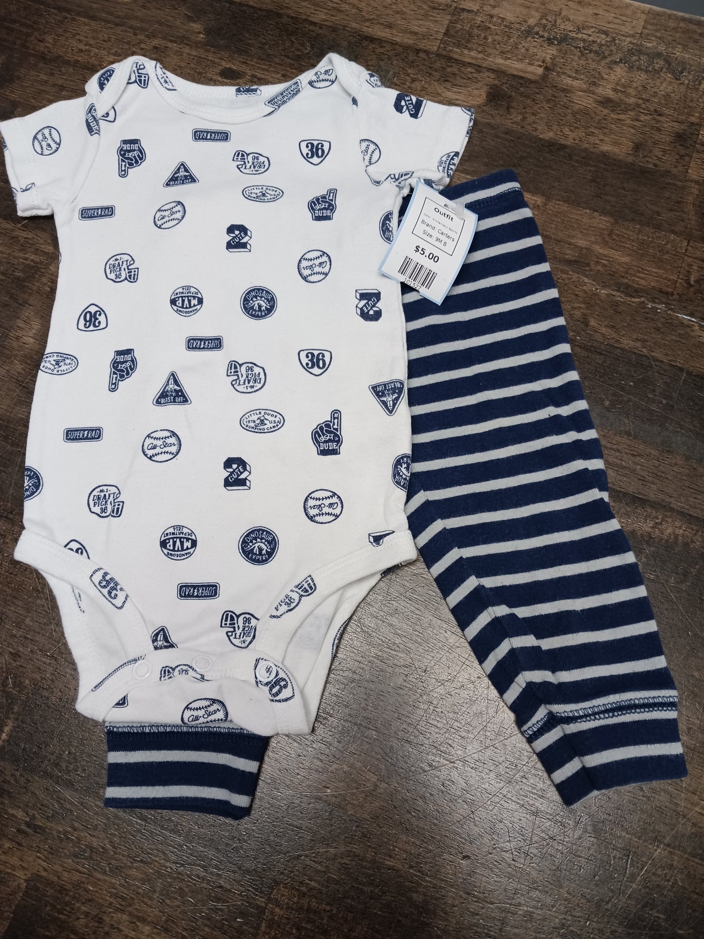 White/Navy Sports Carters Outfit, 9M B
