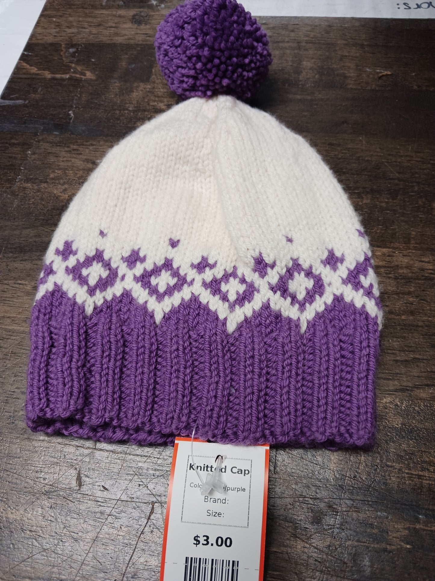 white/purple Knitted Cap