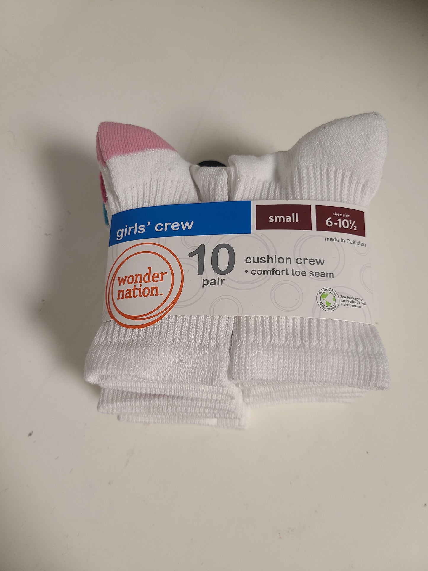 White Wonder Nation Socks(10), 6-10 1/2 G