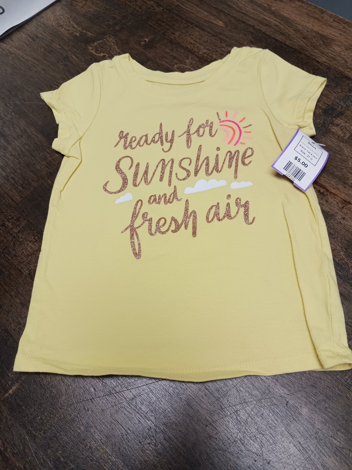 Yellow Sunshine Cat & Jack Shirt, 2T G