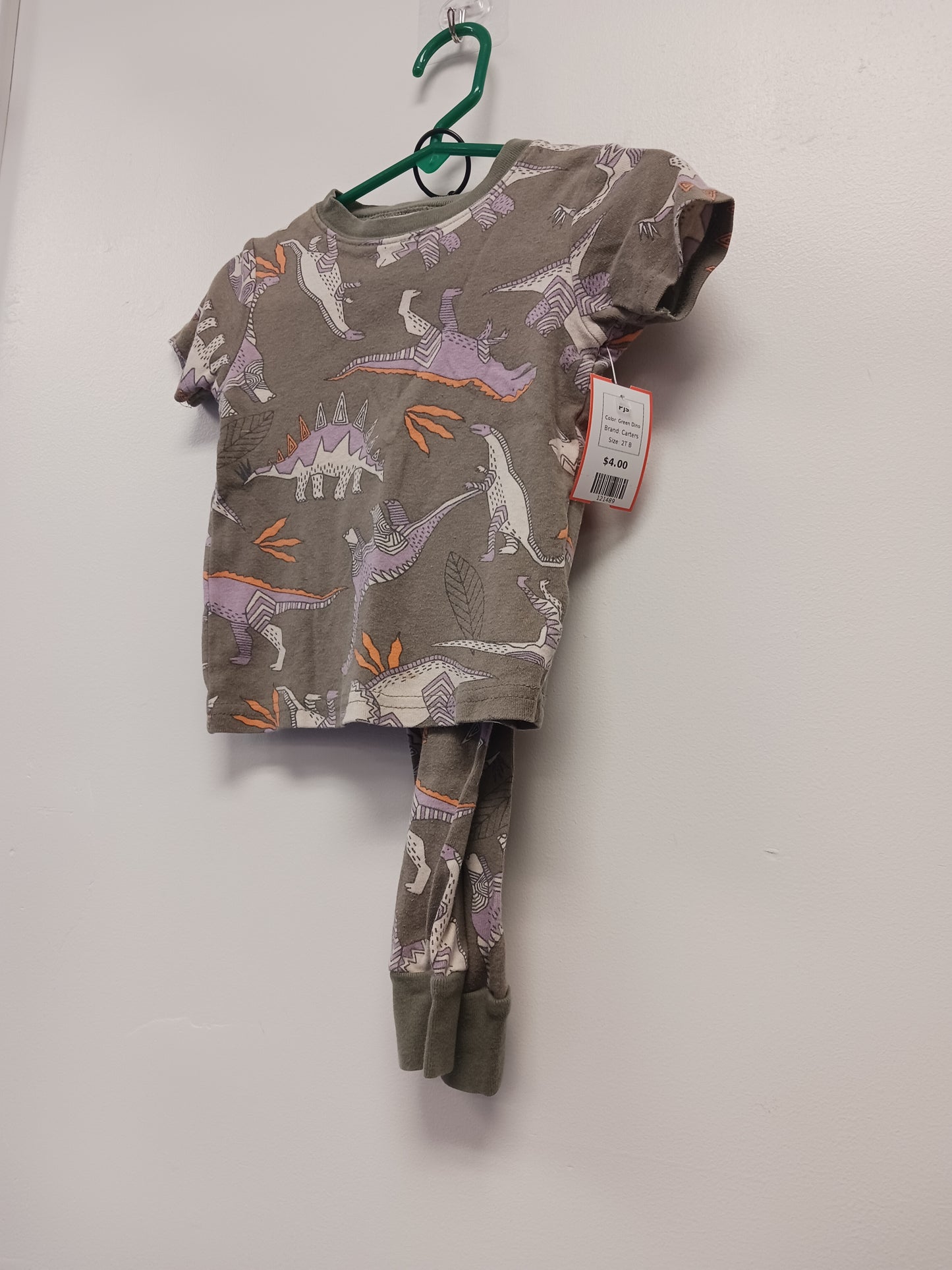 Green Dino Carters Pjs, 2T B