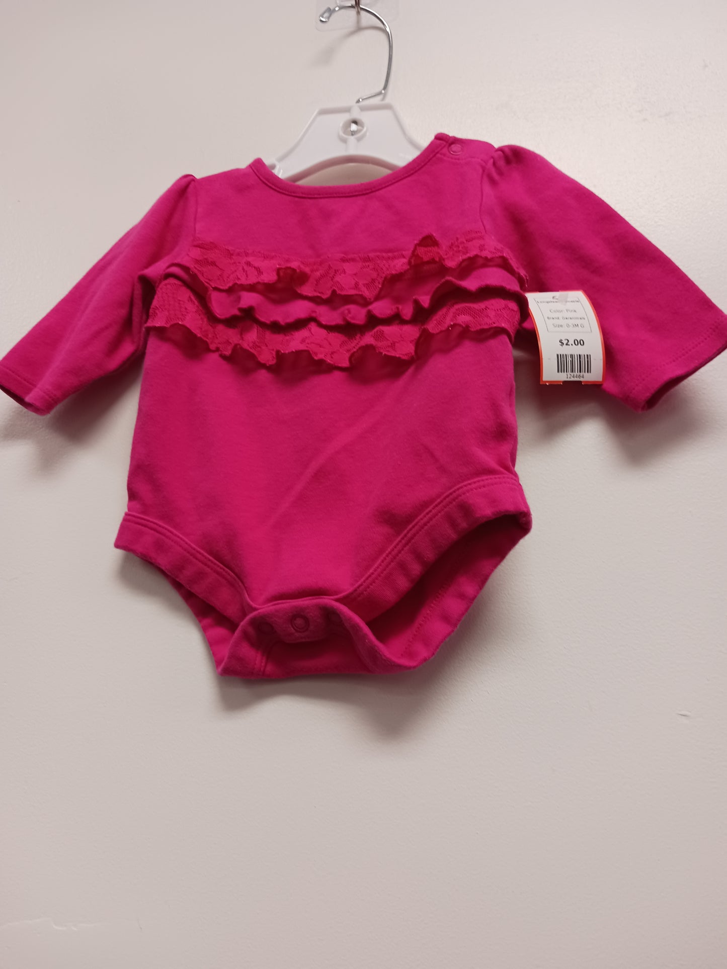 Pink Garanimals Longsleeve Onesie, 0-3M G