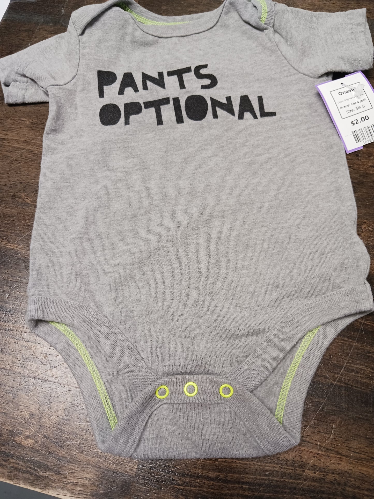 Grey Pants Optional Cat & Jack Onesie, 3M G