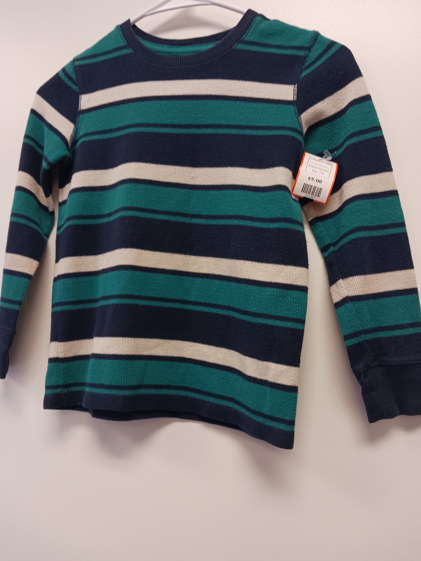 Navy/Green/White Sonoma Longsleeve Shirt, 7 B