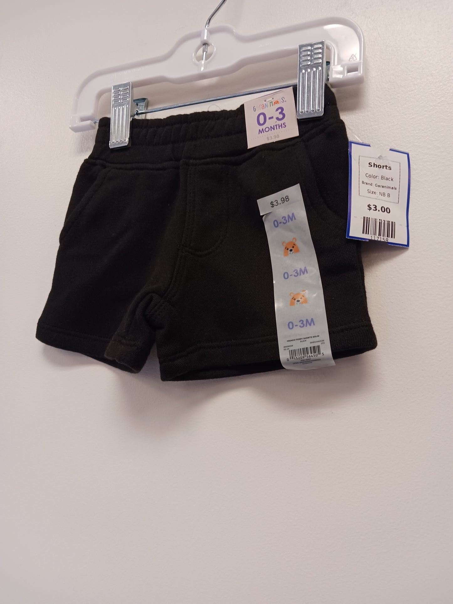 Black Garanimals Shorts, NB B